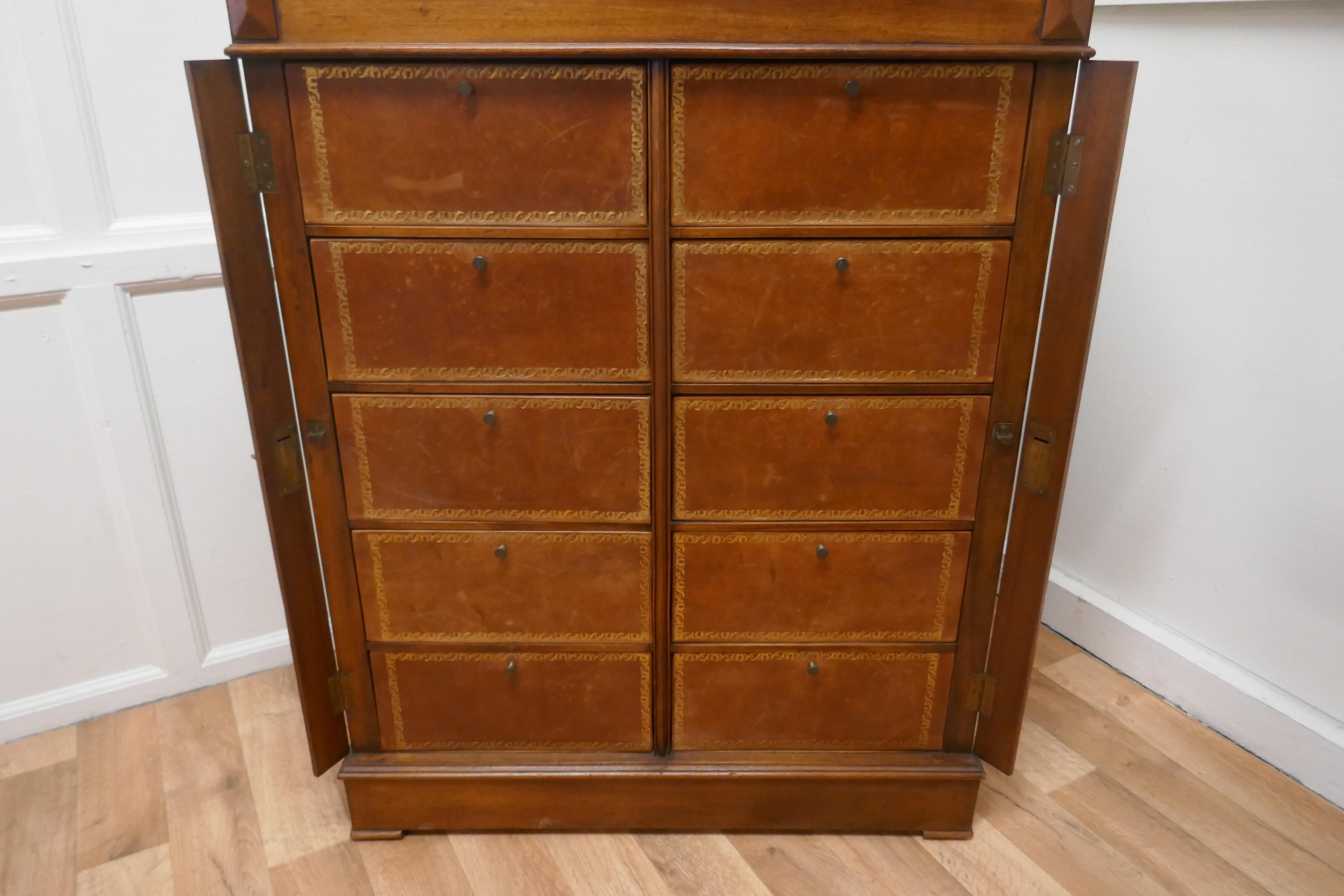 French Provincial French Walnut Cartonniere Wellington Chest Filing Cabinet, Reception Greeter For Sale