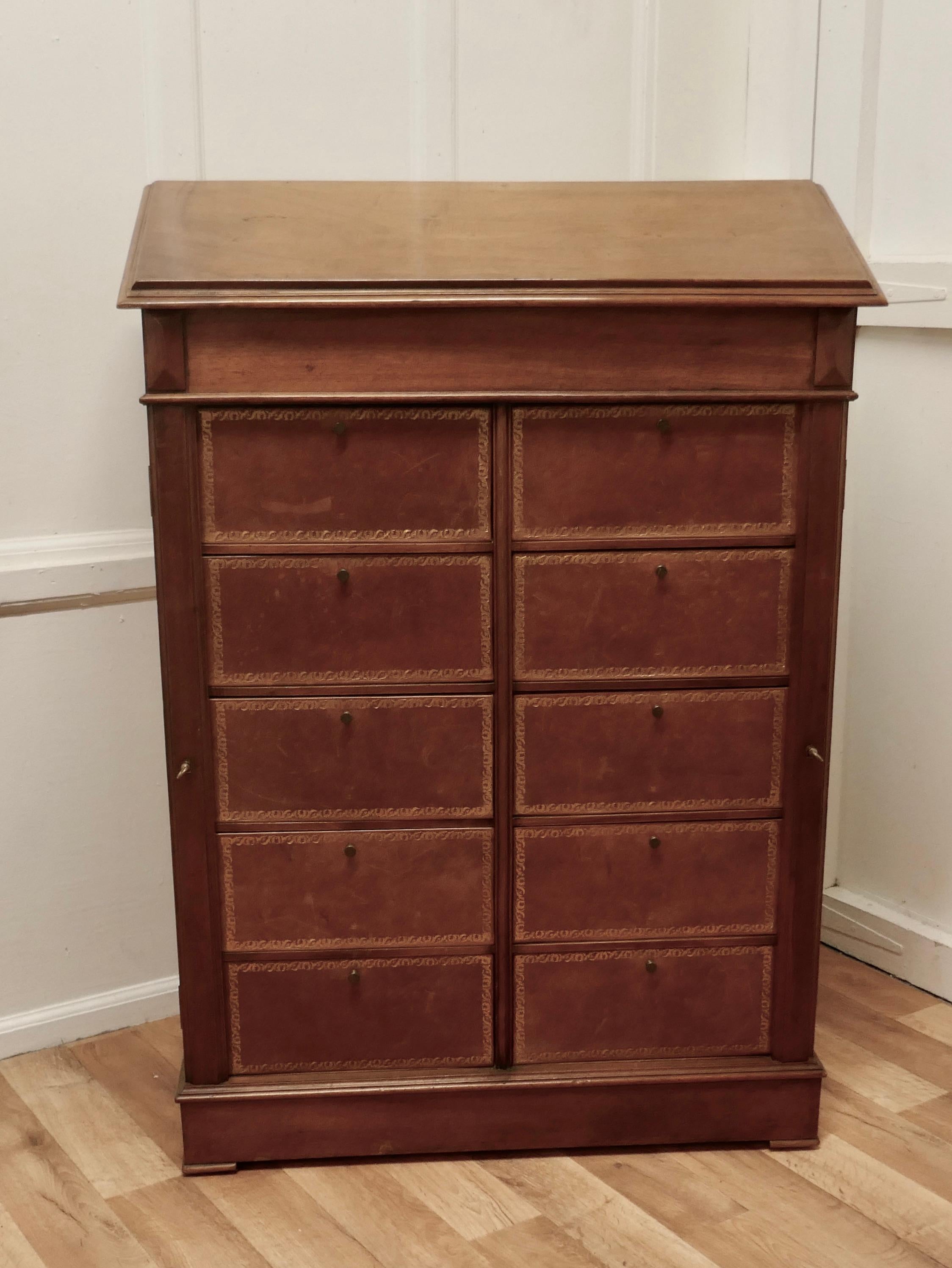 French Walnut Cartonniere Wellington Chest Filing Cabinet, Reception Greeter For Sale 2
