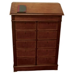 Vintage French Walnut Cartonniere Wellington Chest Filing Cabinet, Reception Greeter