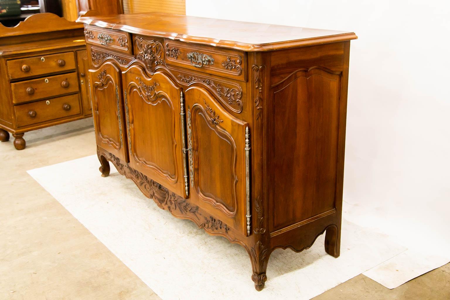 French Walnut Carved Buffet For Sale 5