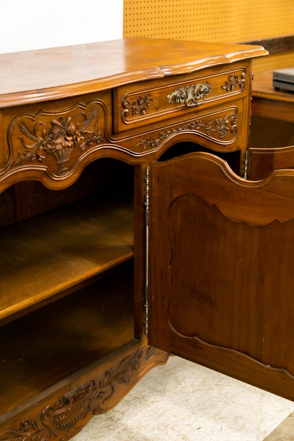 French Walnut Carved Buffet For Sale 3