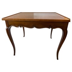 Vintage French  Walnut Carved Gallery Top & Cabriole Lags Card Table, 1940-1950