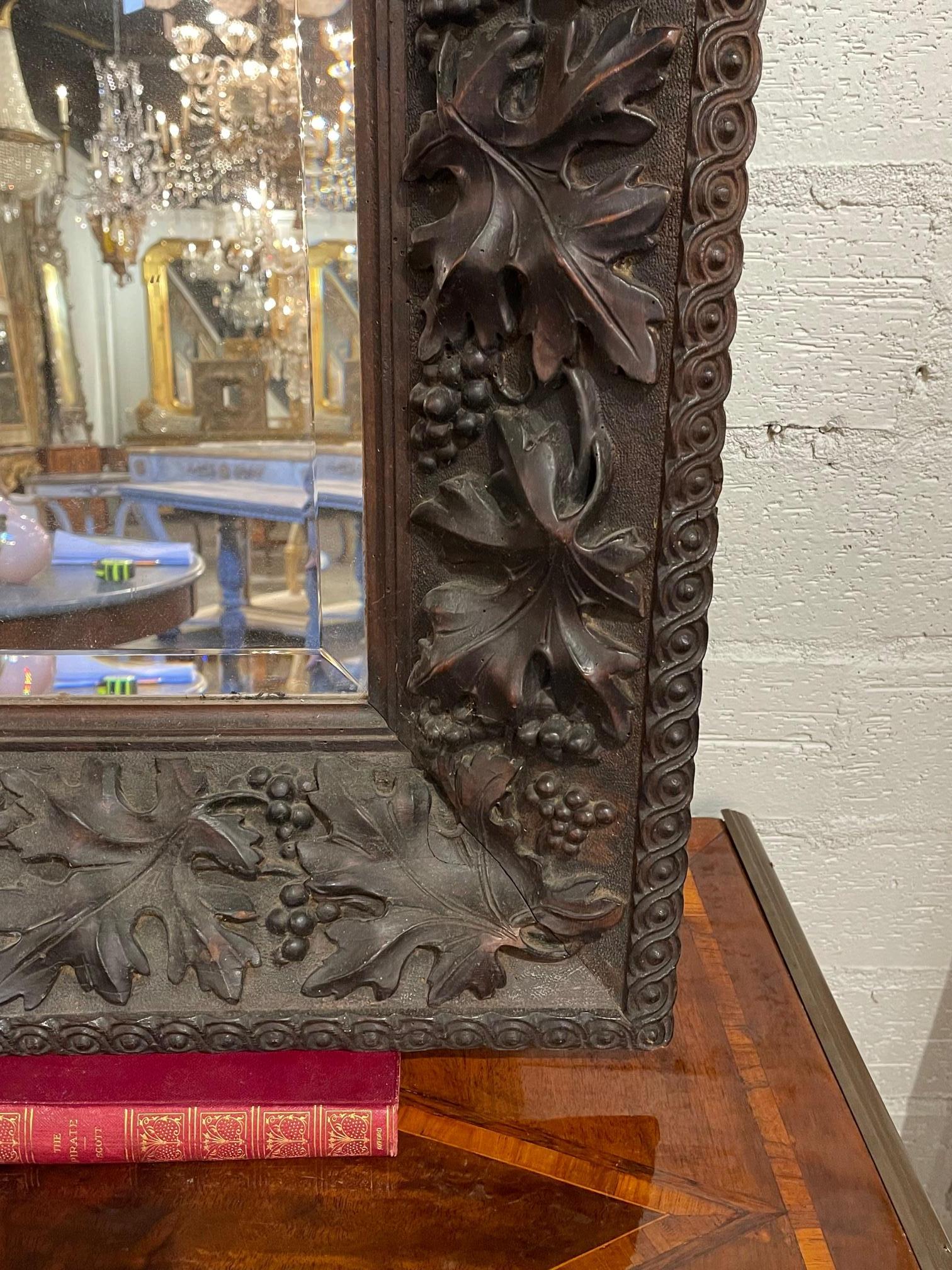 French Walnut Carved Mirror In Good Condition In Dallas, TX