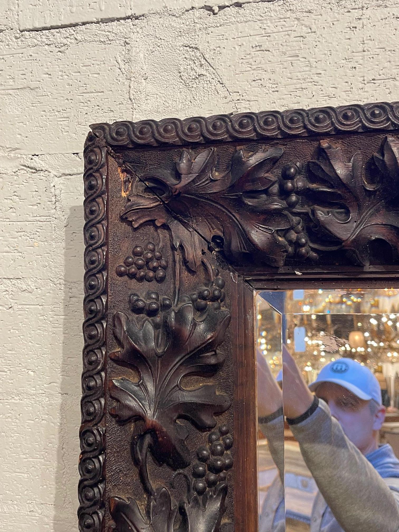 French Walnut Carved Mirror 2