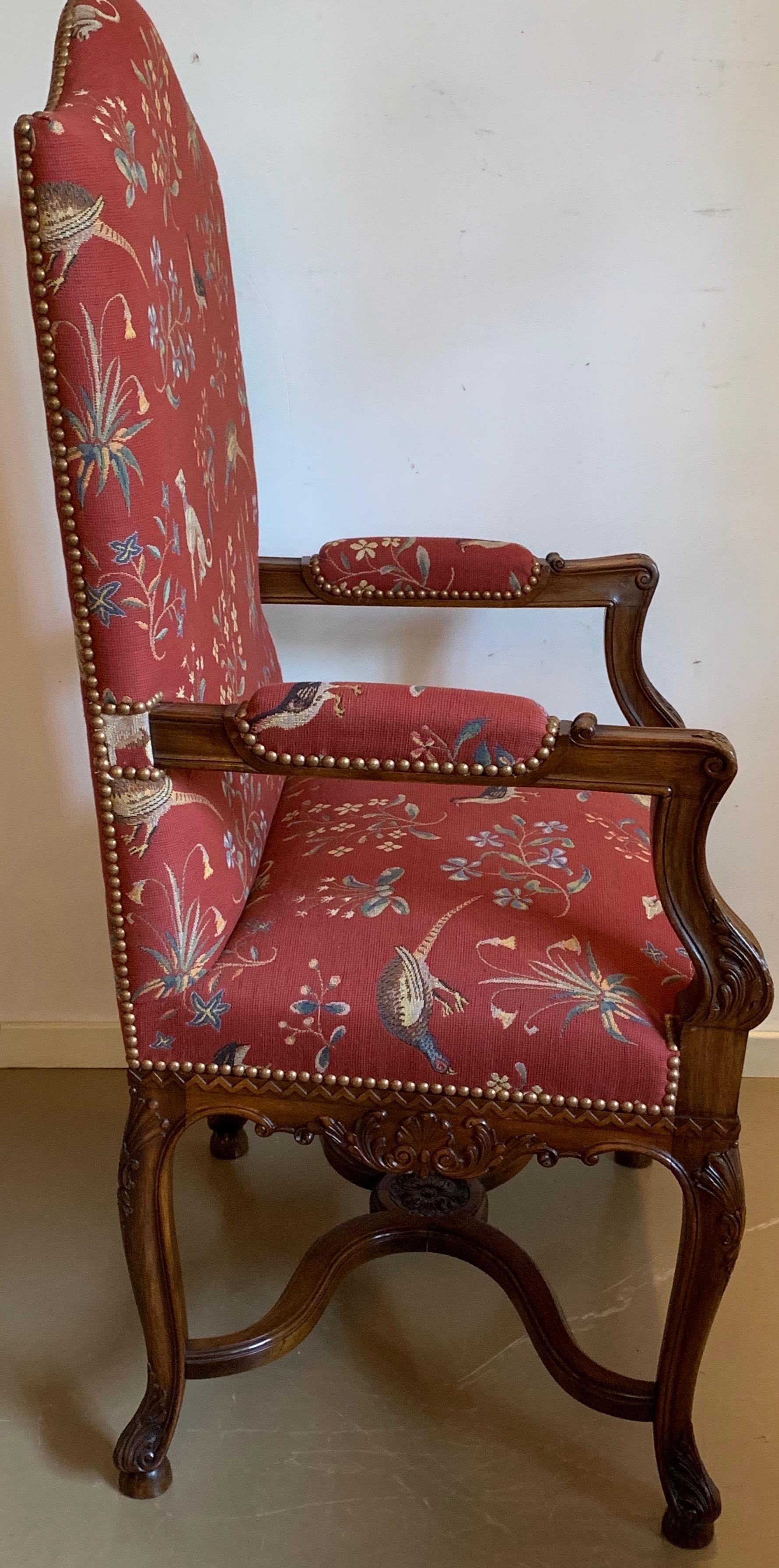 French walnut chair with new upholstery by 