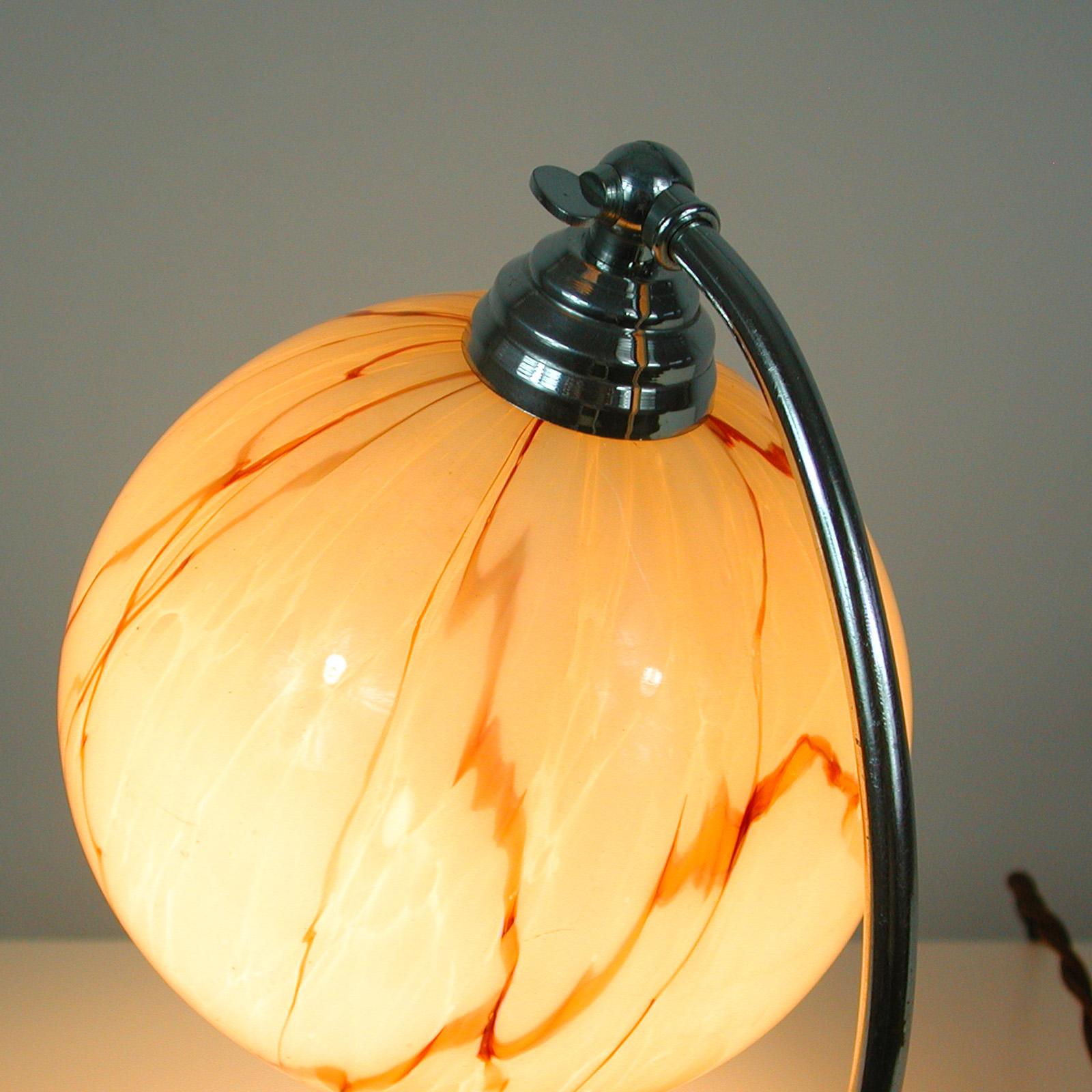 French Walnut, Chrome and Opaline Glas Table Lamp, 1930s For Sale 2