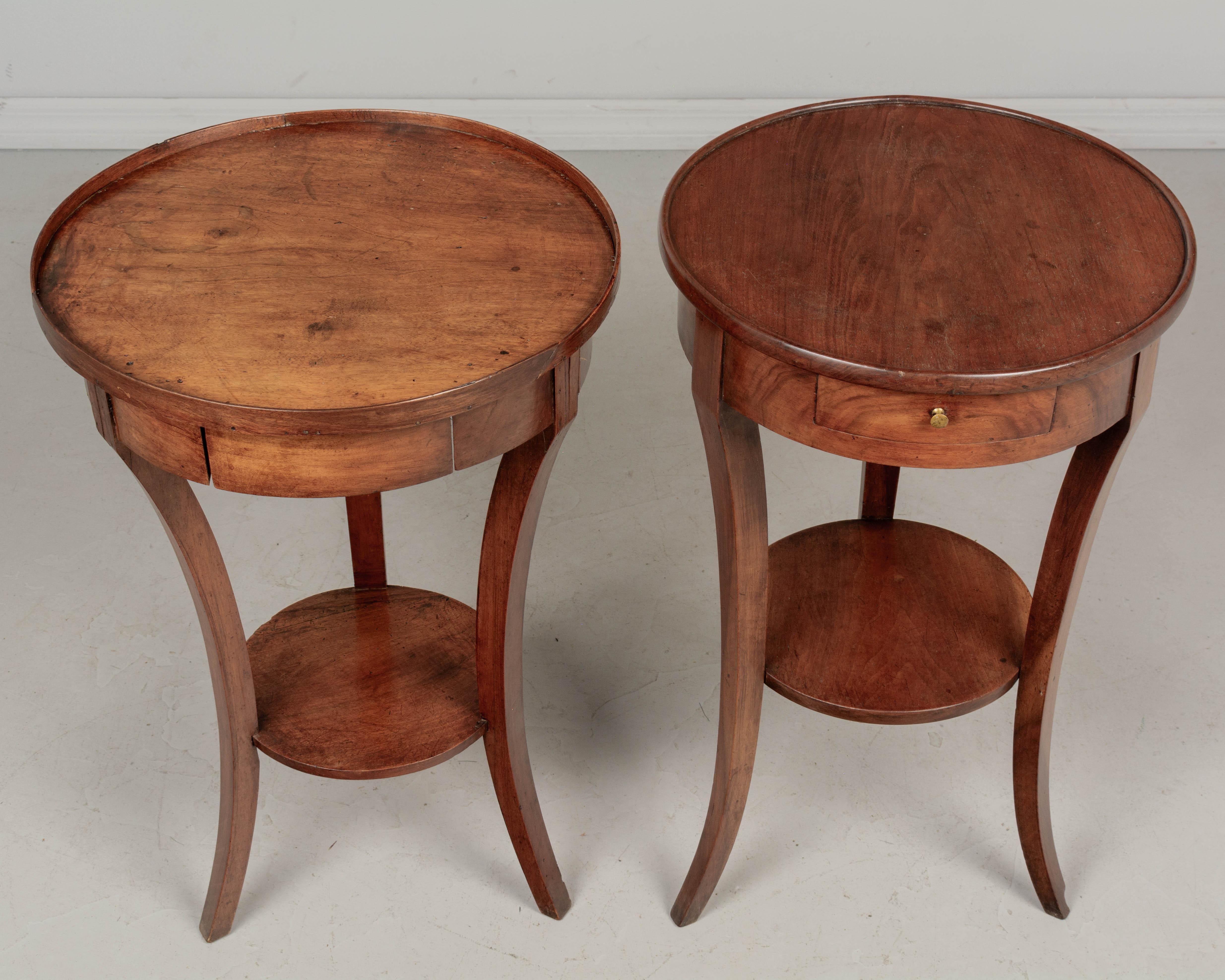 French Walnut Circular Side Tables, Set of 2 For Sale 1
