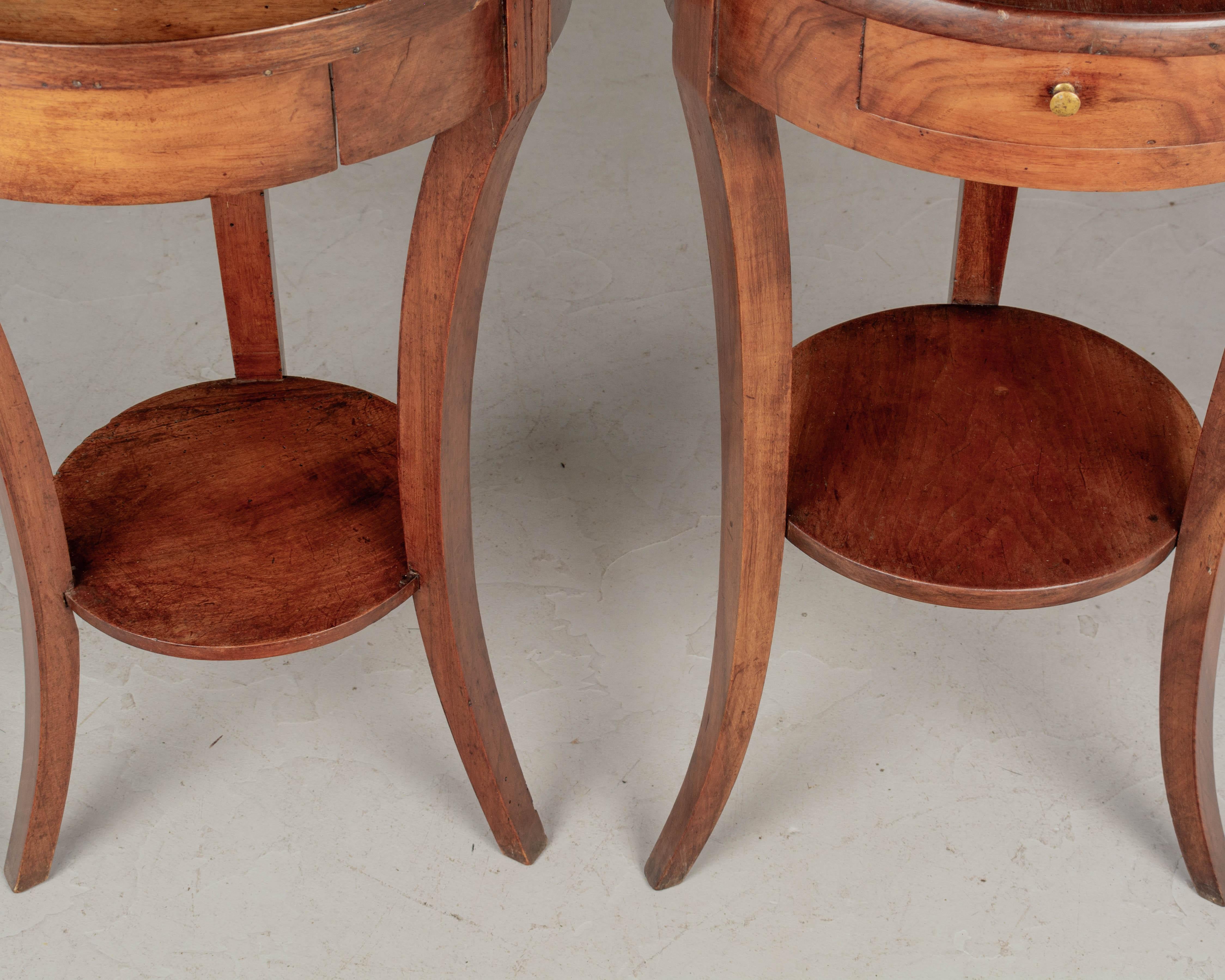 French Walnut Circular Side Tables, Set of 2 For Sale 2
