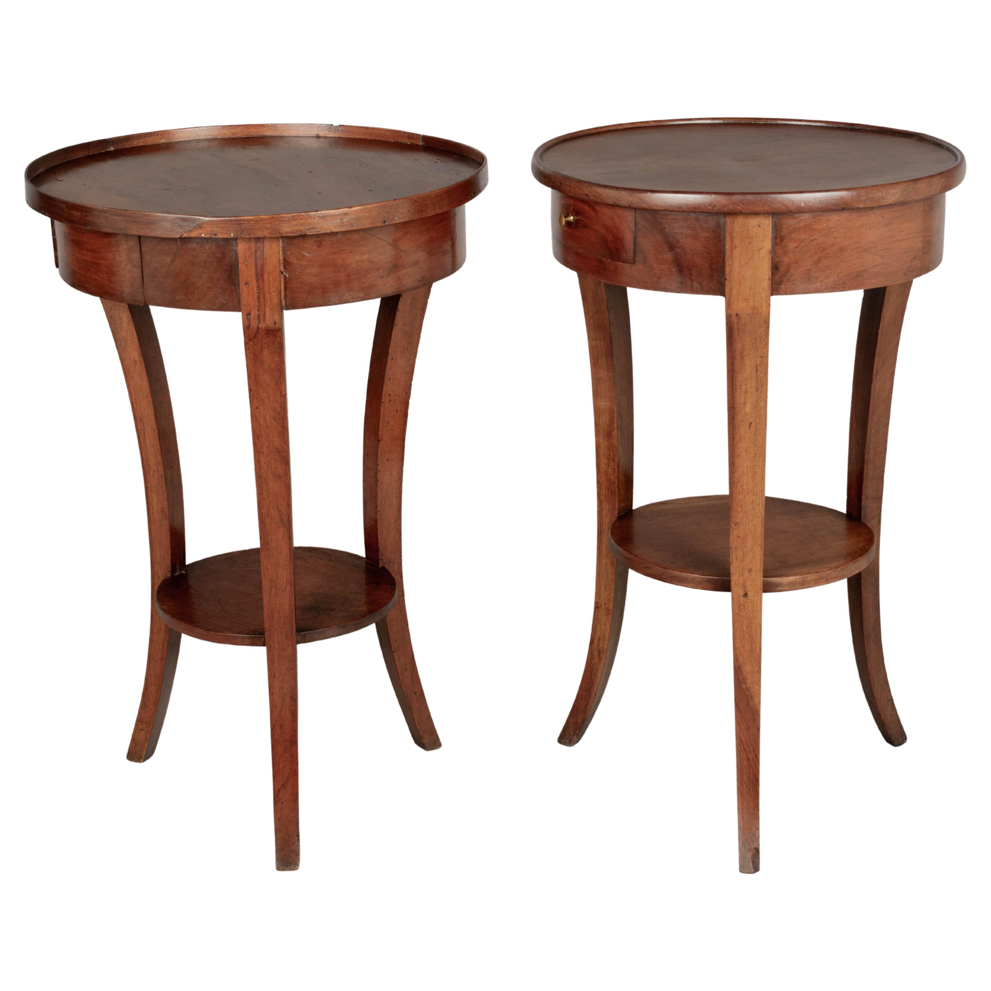 French Walnut Circular Side Tables, Set of 2 For Sale