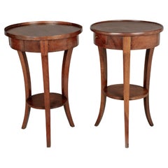 Antique French Walnut Circular Side Tables, Set of 2