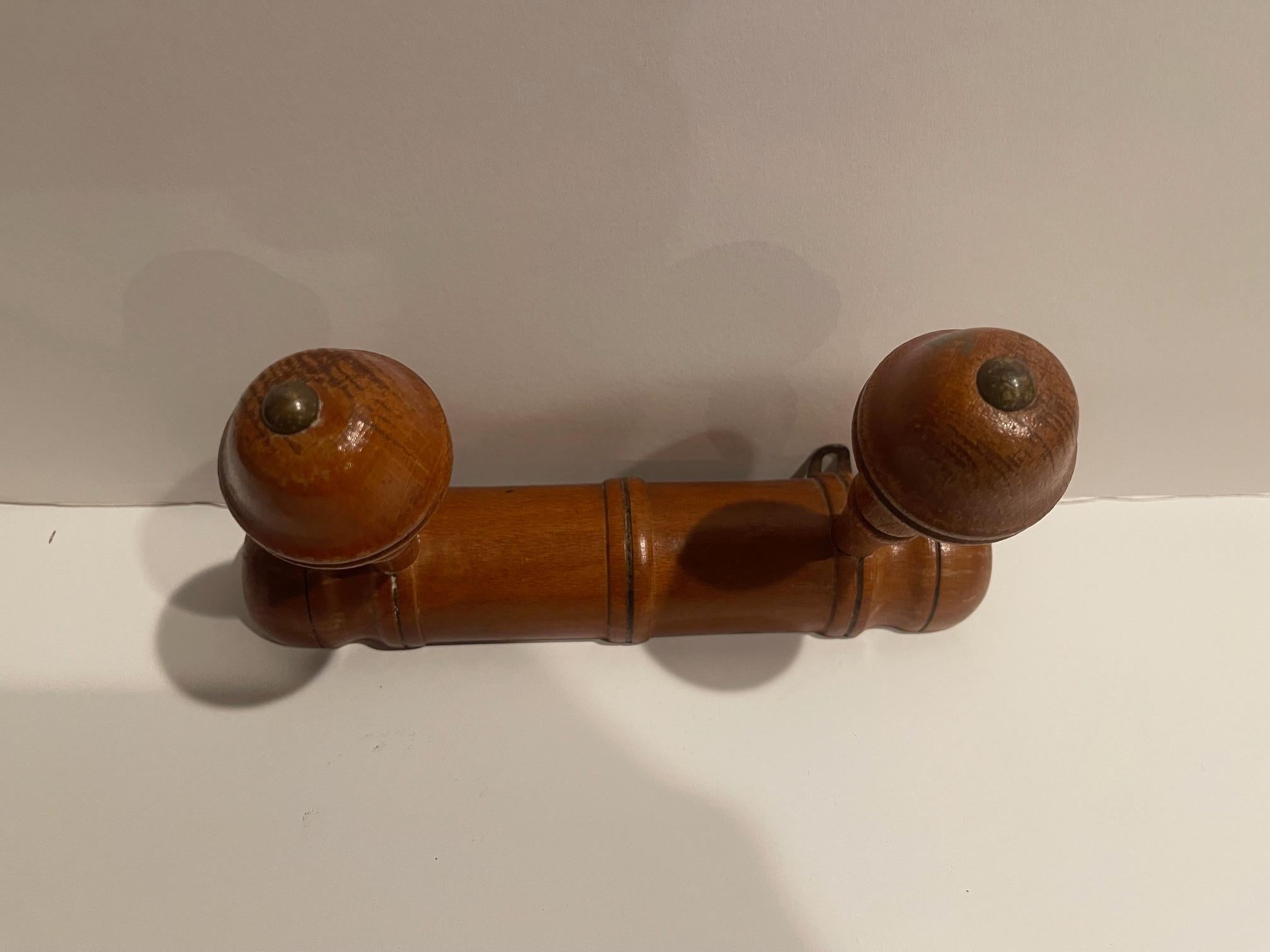 French Walnut Coat Wall Double Hook, 19th Century For Sale 1