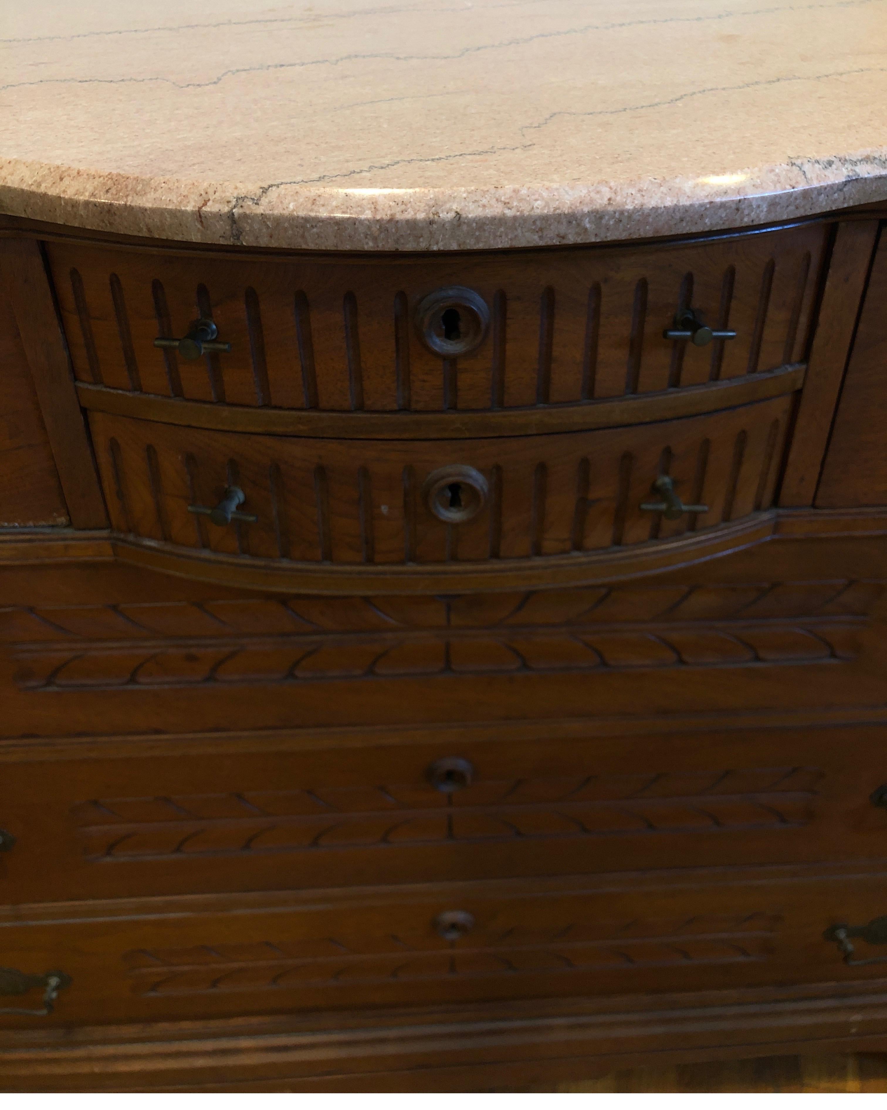 French Walnut Commode or Chest of Drawers w/ Marble Top 3