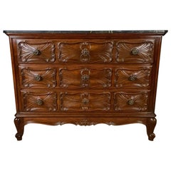 Antique French Walnut Commode with Marble Top