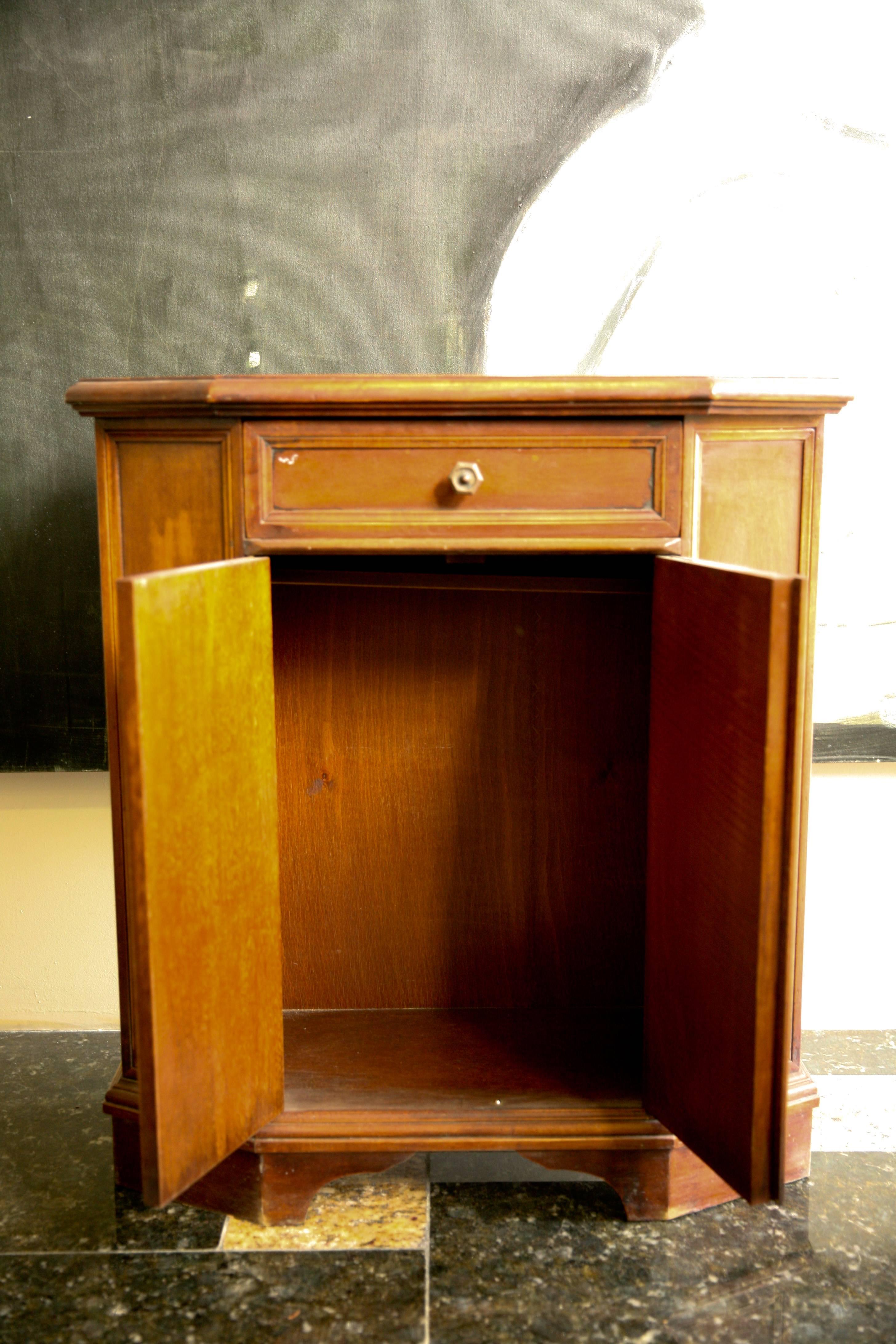 French Walnut Cupboard with Two Doors and a Drawer In Excellent Condition For Sale In Sofia, BG