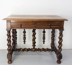 French Walnut Desk, Side Table or Writing Table, Louis XIII