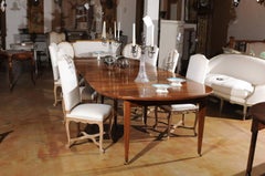 French Walnut Dining Room Extension Table with Five Leaves, Late 19th Century