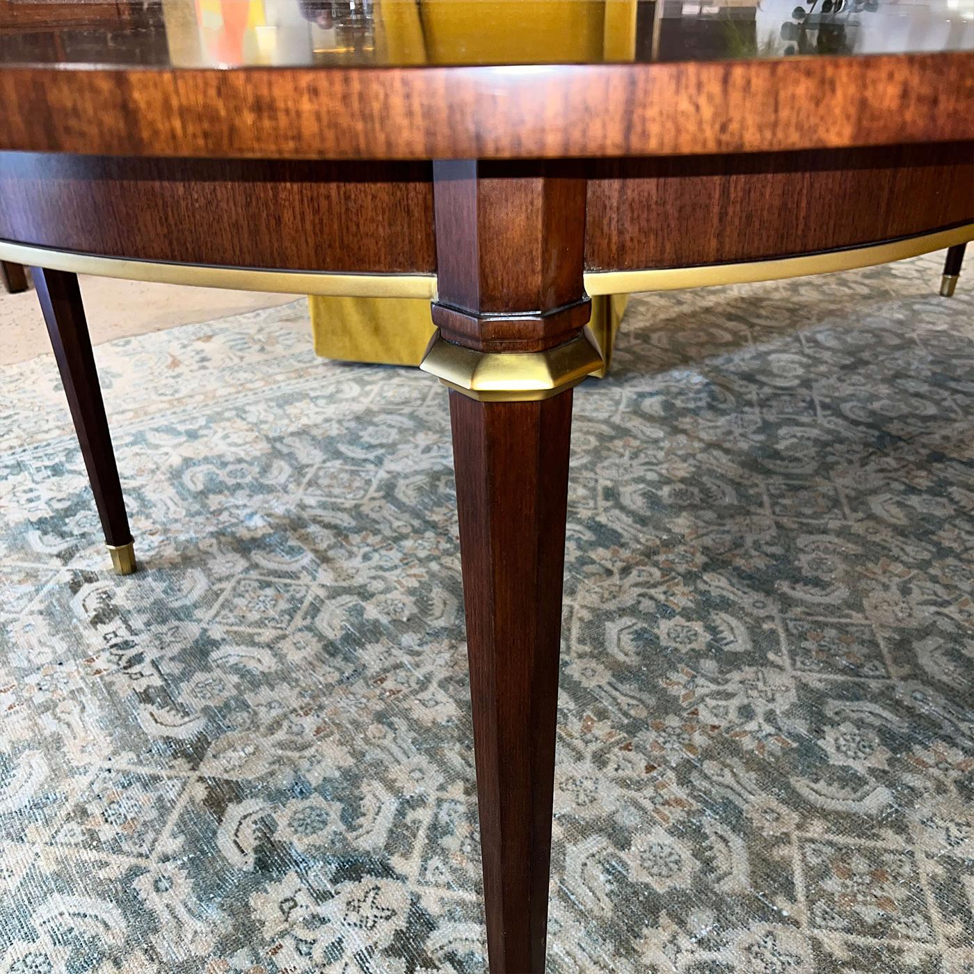 Brass French Walnut Dining Table For Sale
