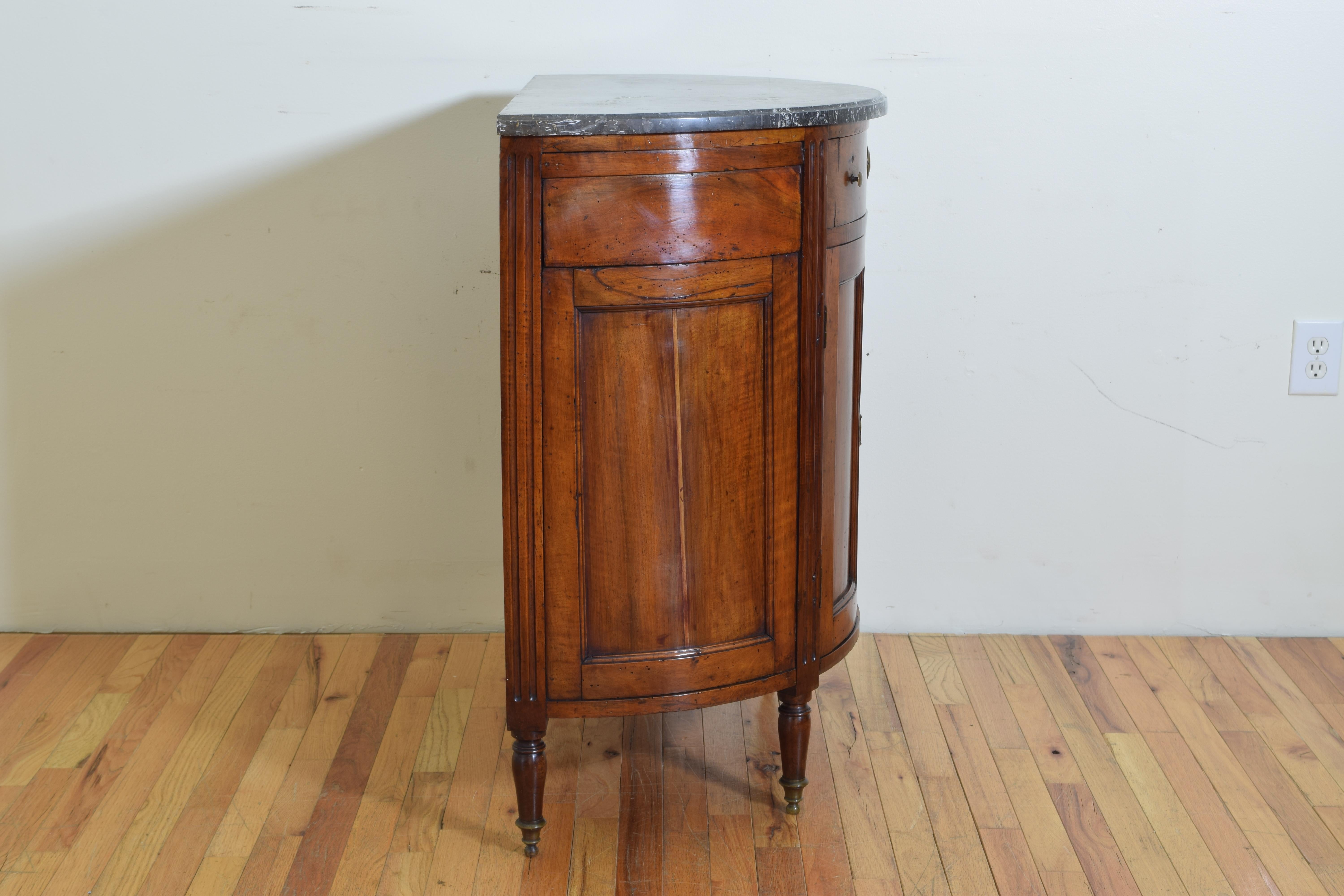 demilune cabinet with marble top