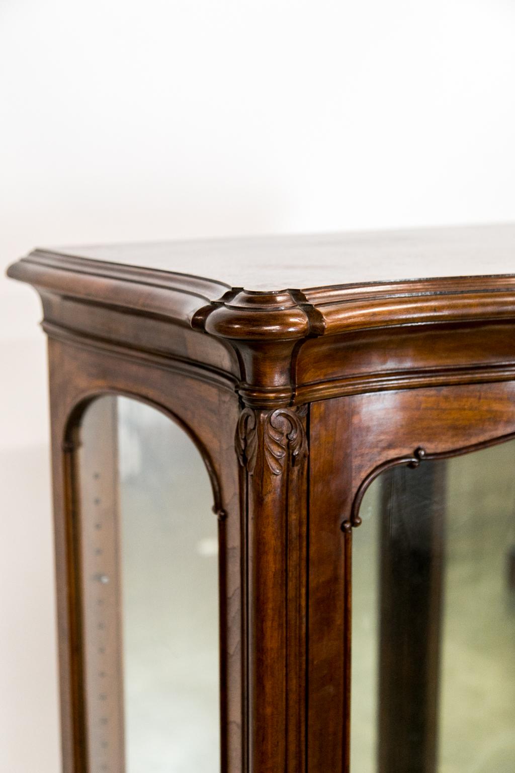 Early 20th Century French Walnut Display Cabinet For Sale