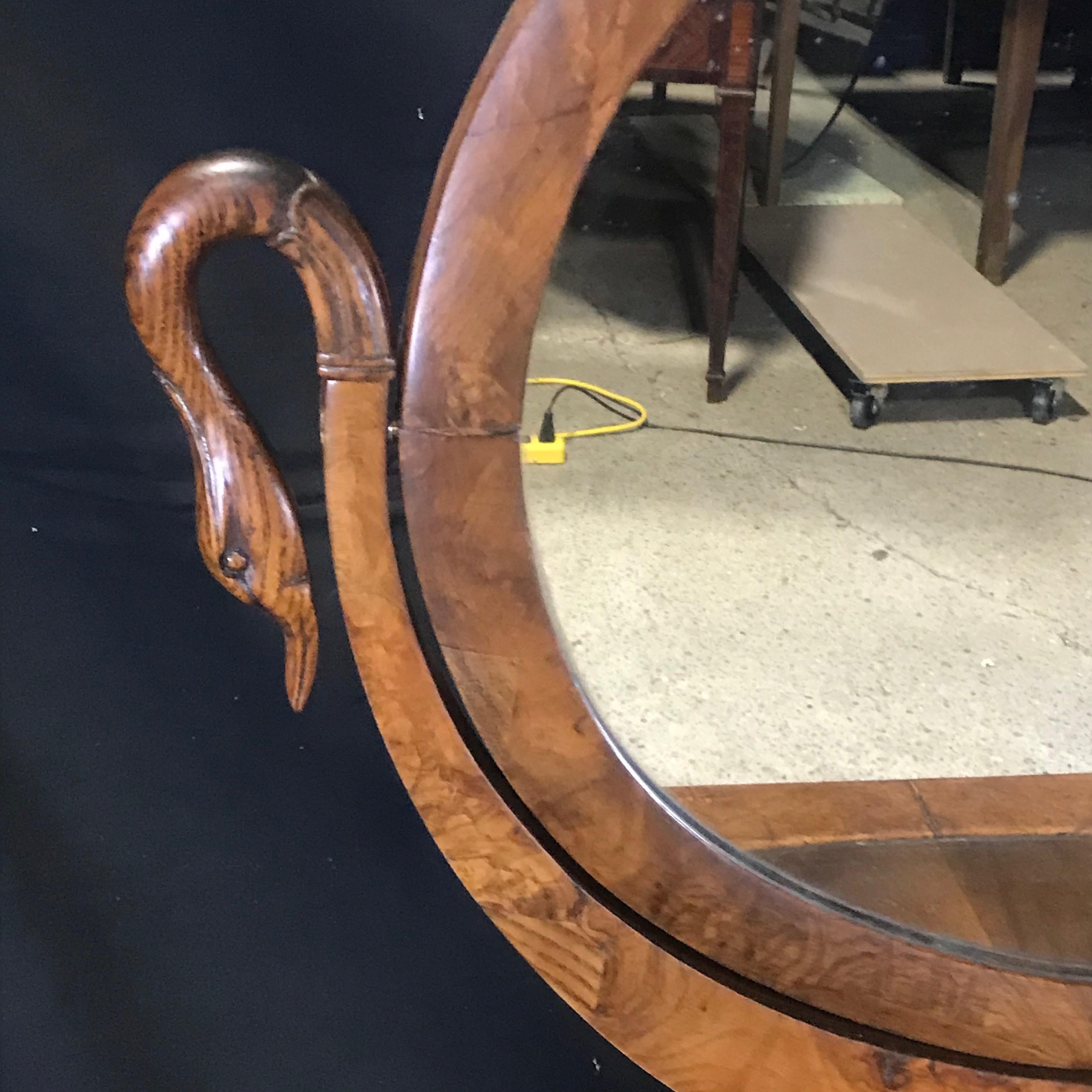 French Walnut Dressing Table with Carved Swan Neck Sides In Excellent Condition In Hopewell, NJ