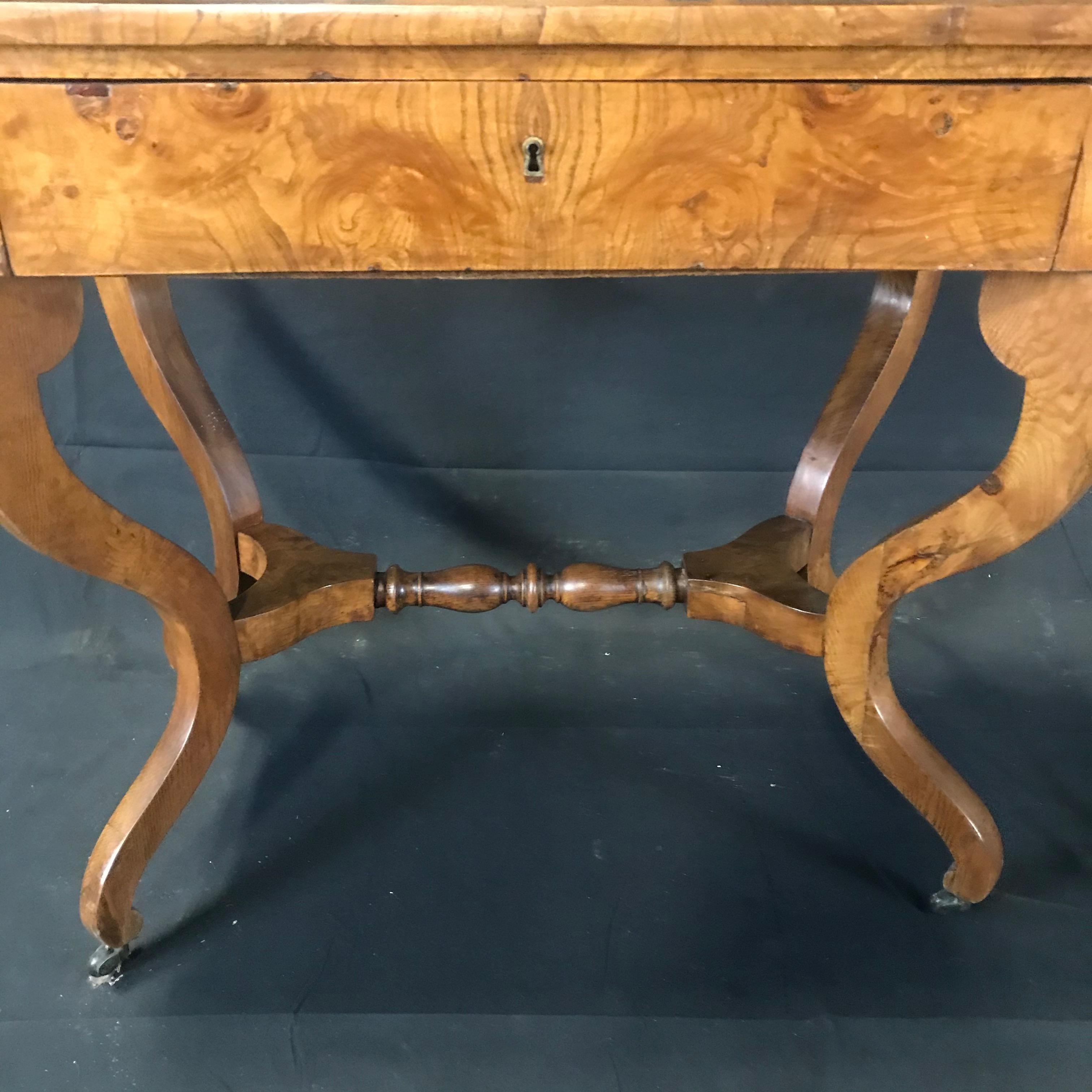 19th Century French Walnut Dressing Table with Carved Swan Neck Sides