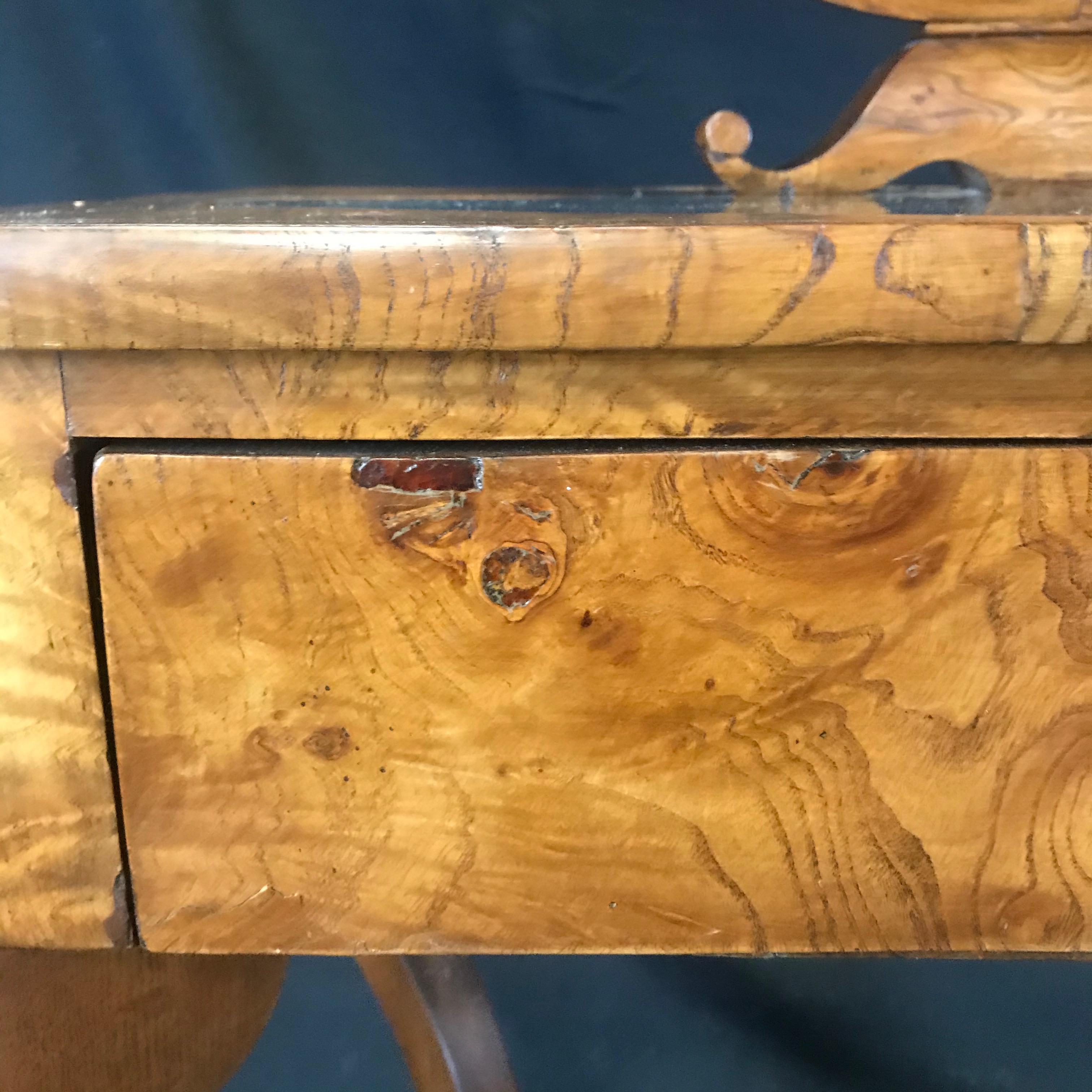 French Walnut Dressing Table with Carved Swan Neck Sides 1