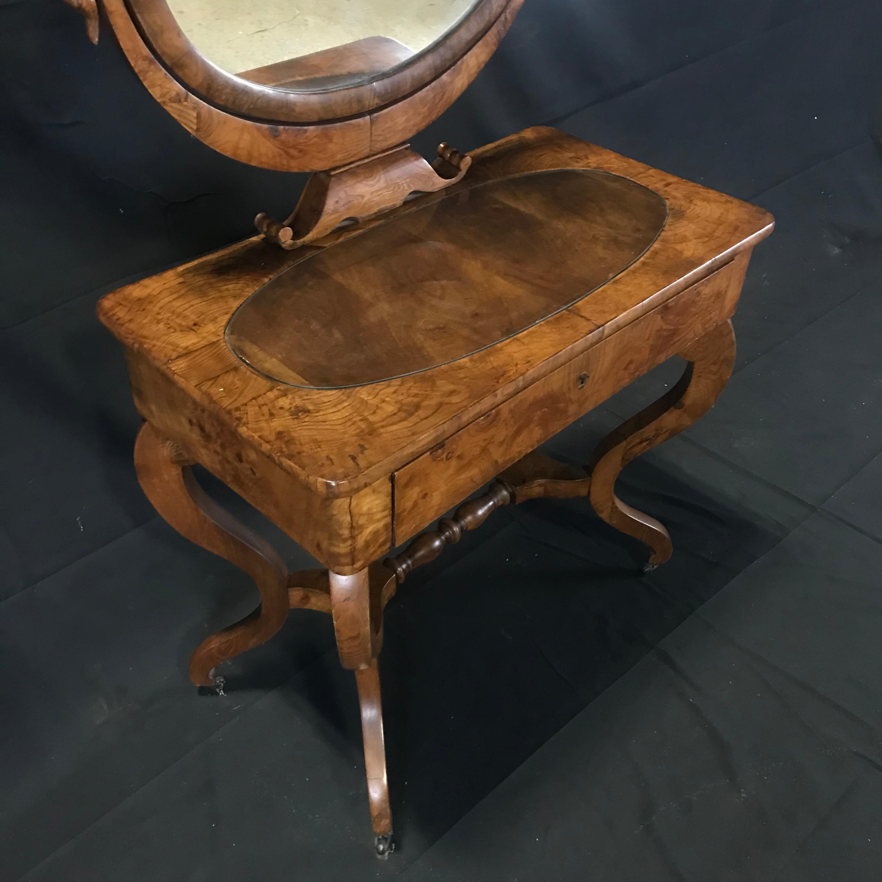 French Walnut Dressing Table with Carved Swan Neck Sides 5