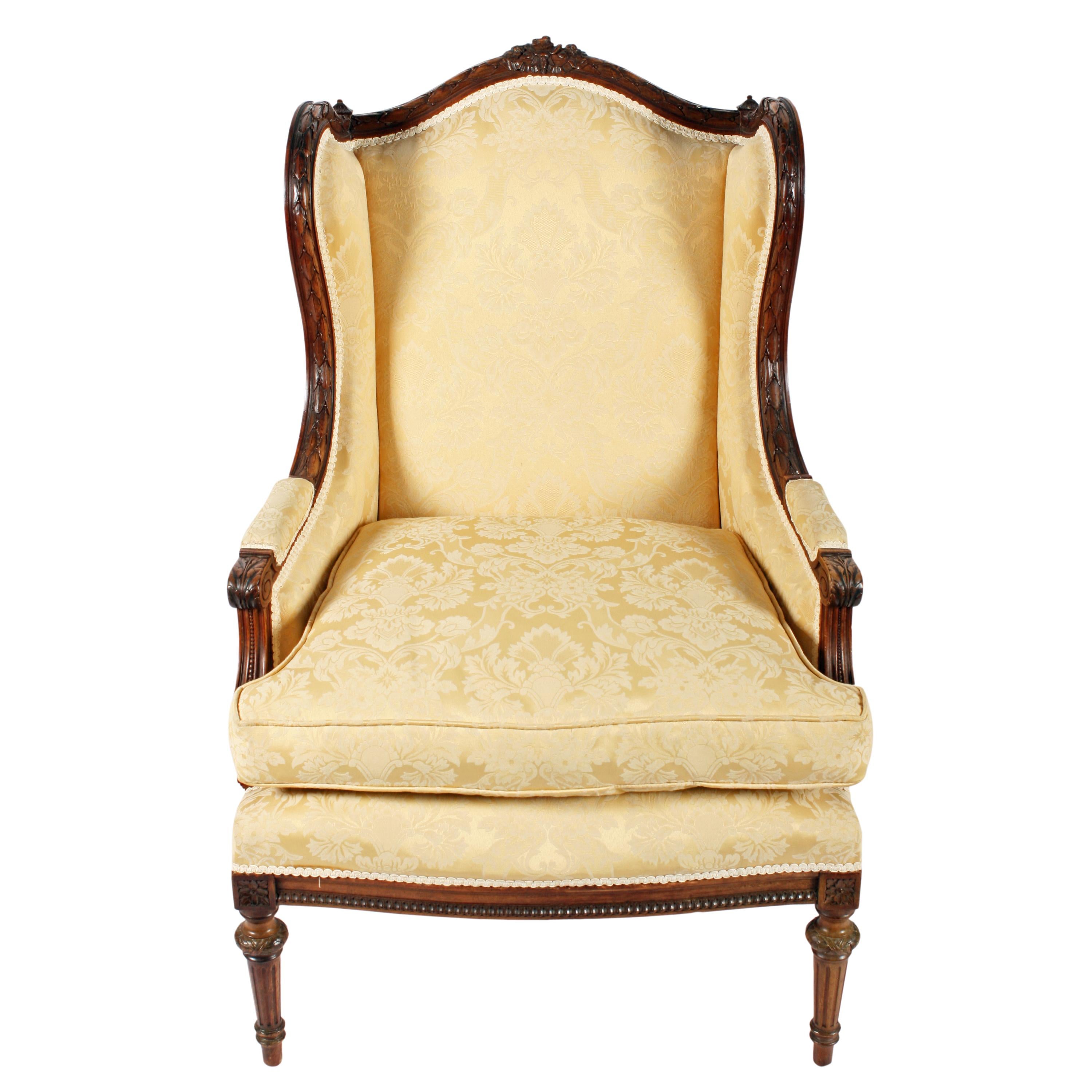 19th Century French Walnut Fauteuil Upholstered Easy chair In Good Condition For Sale In Newcastle Upon Tyne, GB