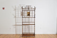 French Walnut Faux Bamboo Hall Tree with Umbrella Stand, ca 1875