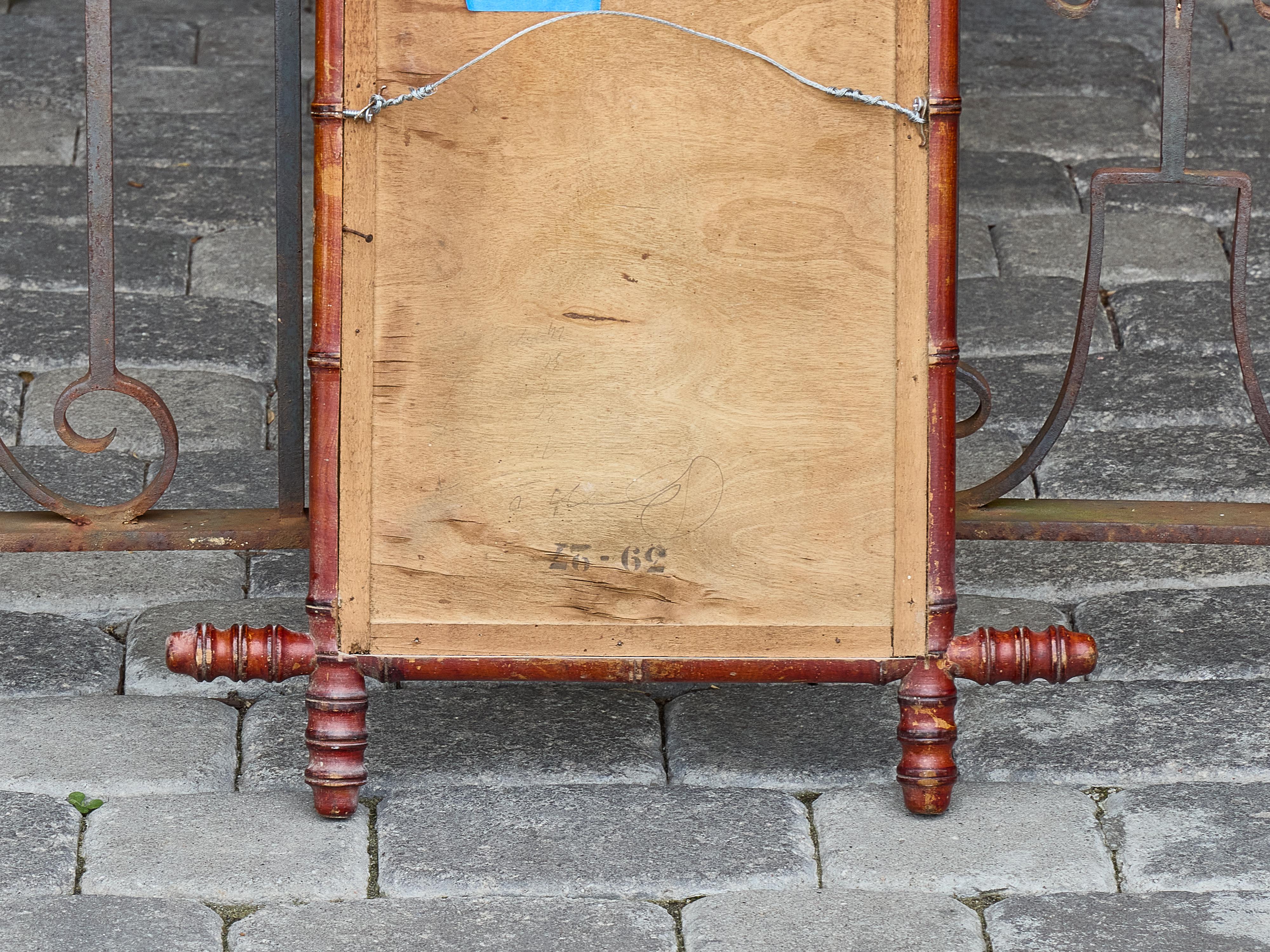 Miroir en faux bambou avec extrémités tournées, circa 1900 en vente 2