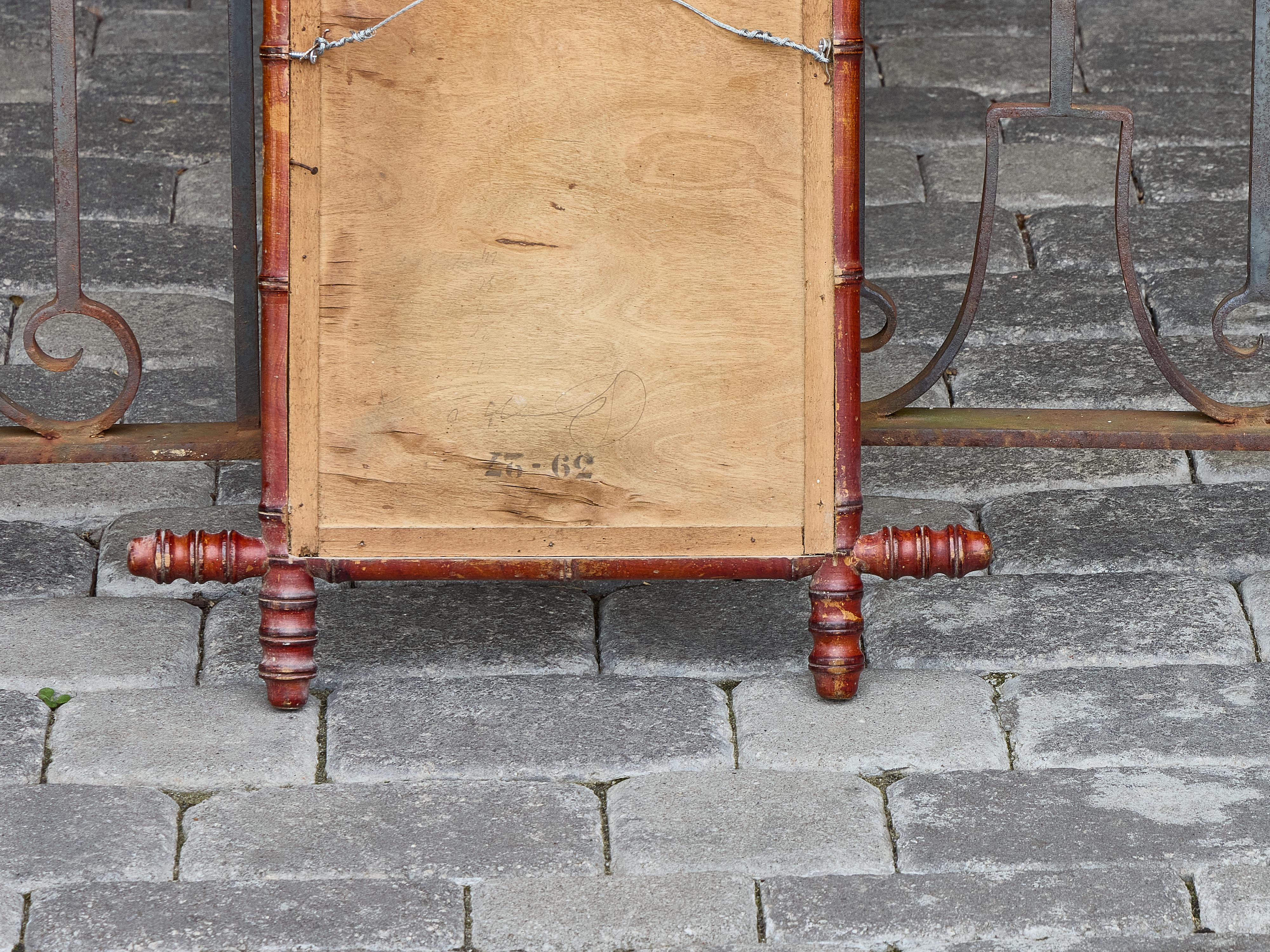 Miroir en faux bambou avec extrémités tournées, circa 1900 en vente 1