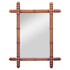 Miroir en faux bambou avec extrémités tournées, circa 1900