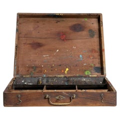 French Walnut Finish Wood Artist's Case, 20th Century, Compact Design
