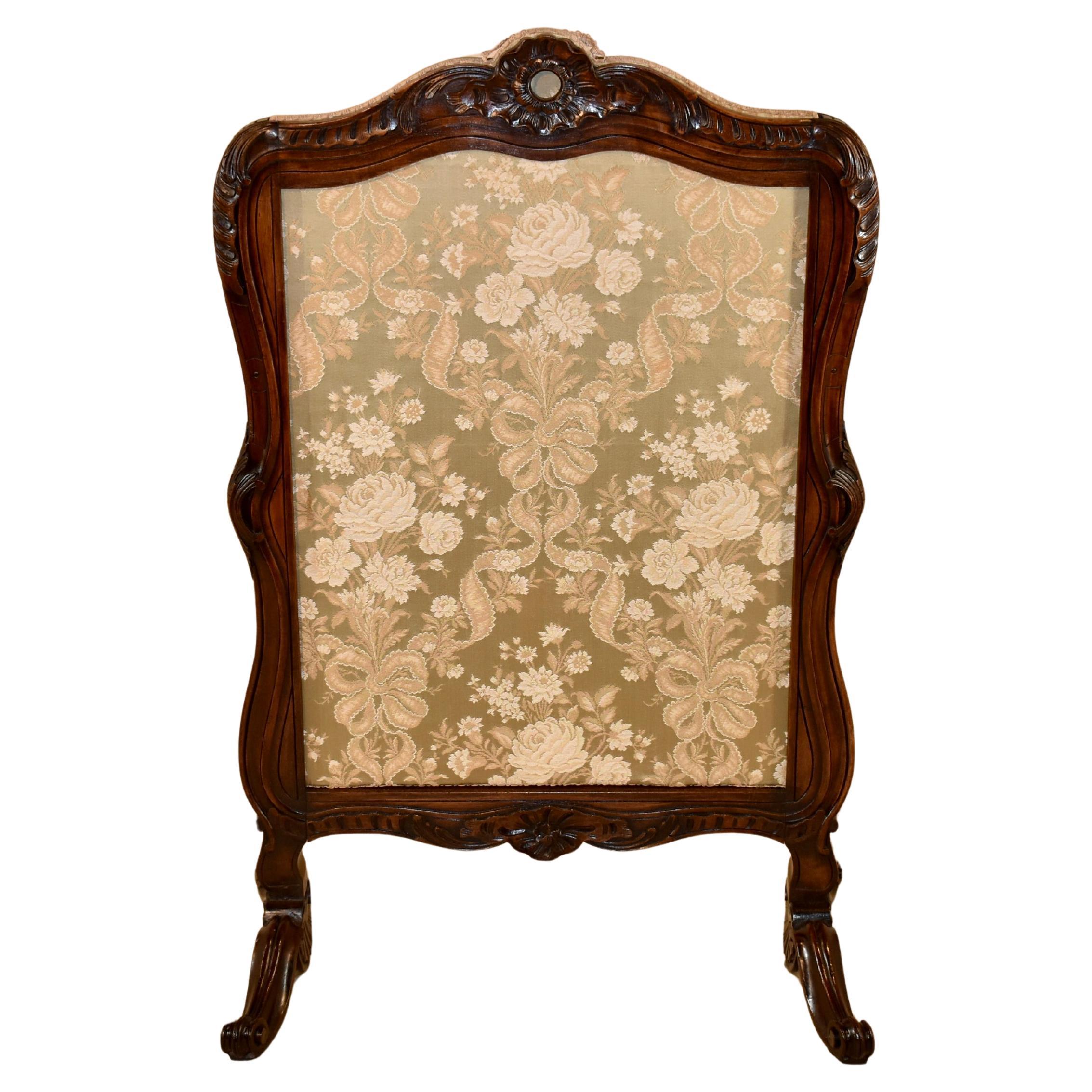 French Walnut Fire Screen, Circa 1900
