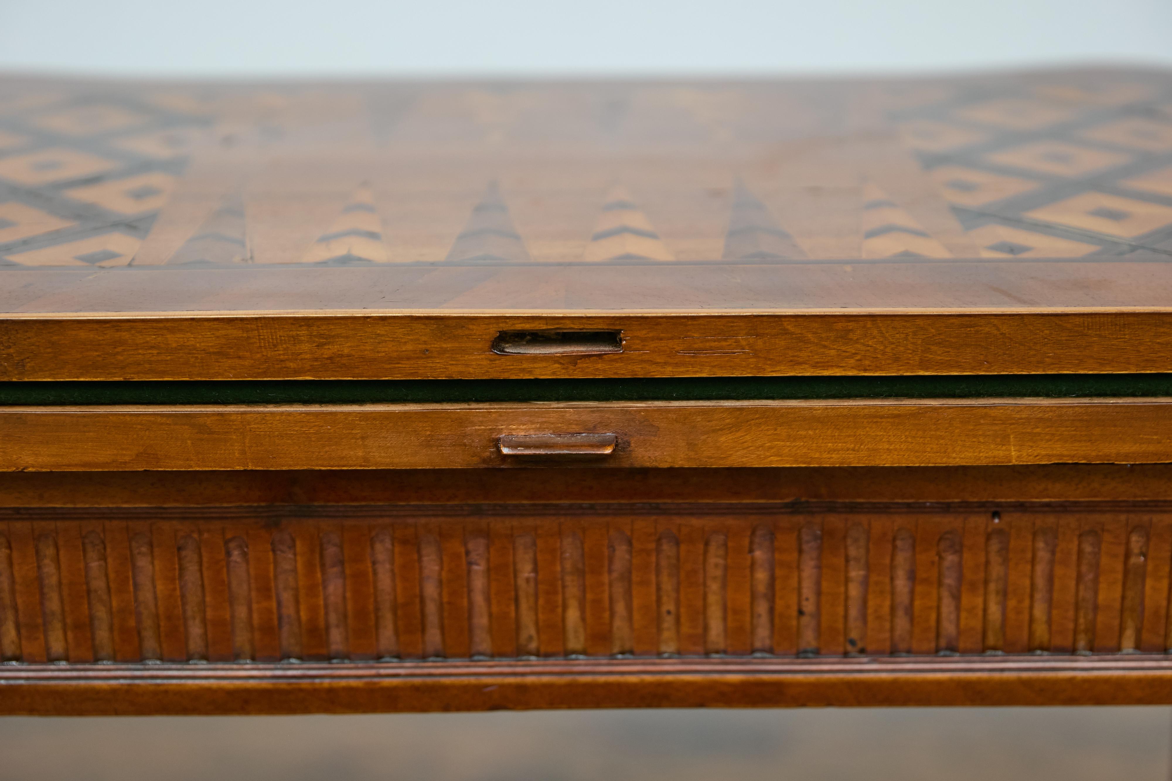 French Walnut Game Table with Marquetry and Reversible Felt Top, Circa 1880 For Sale 3