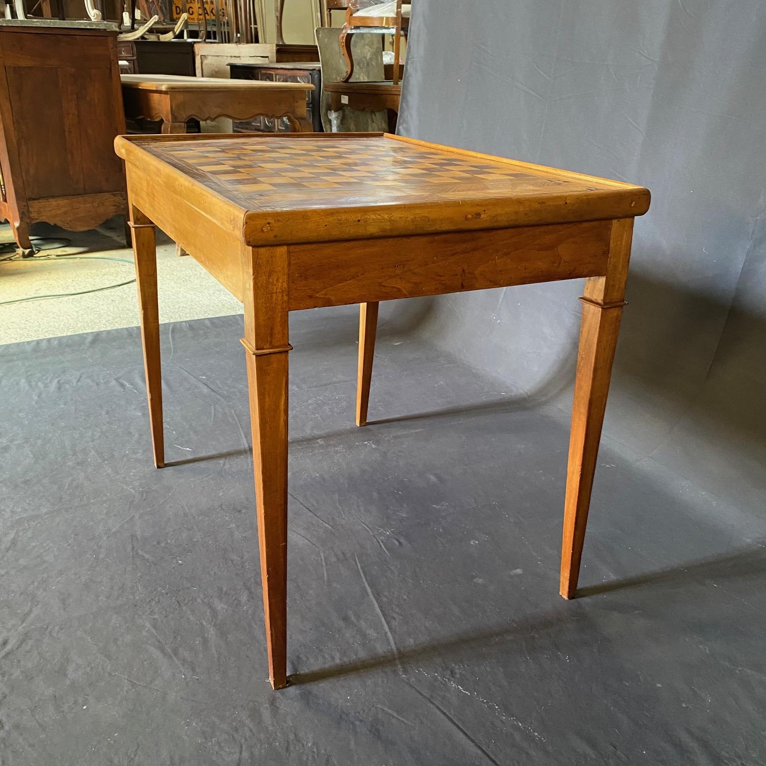 French Walnut Game Table with Reversible Embossed Leather Top 6