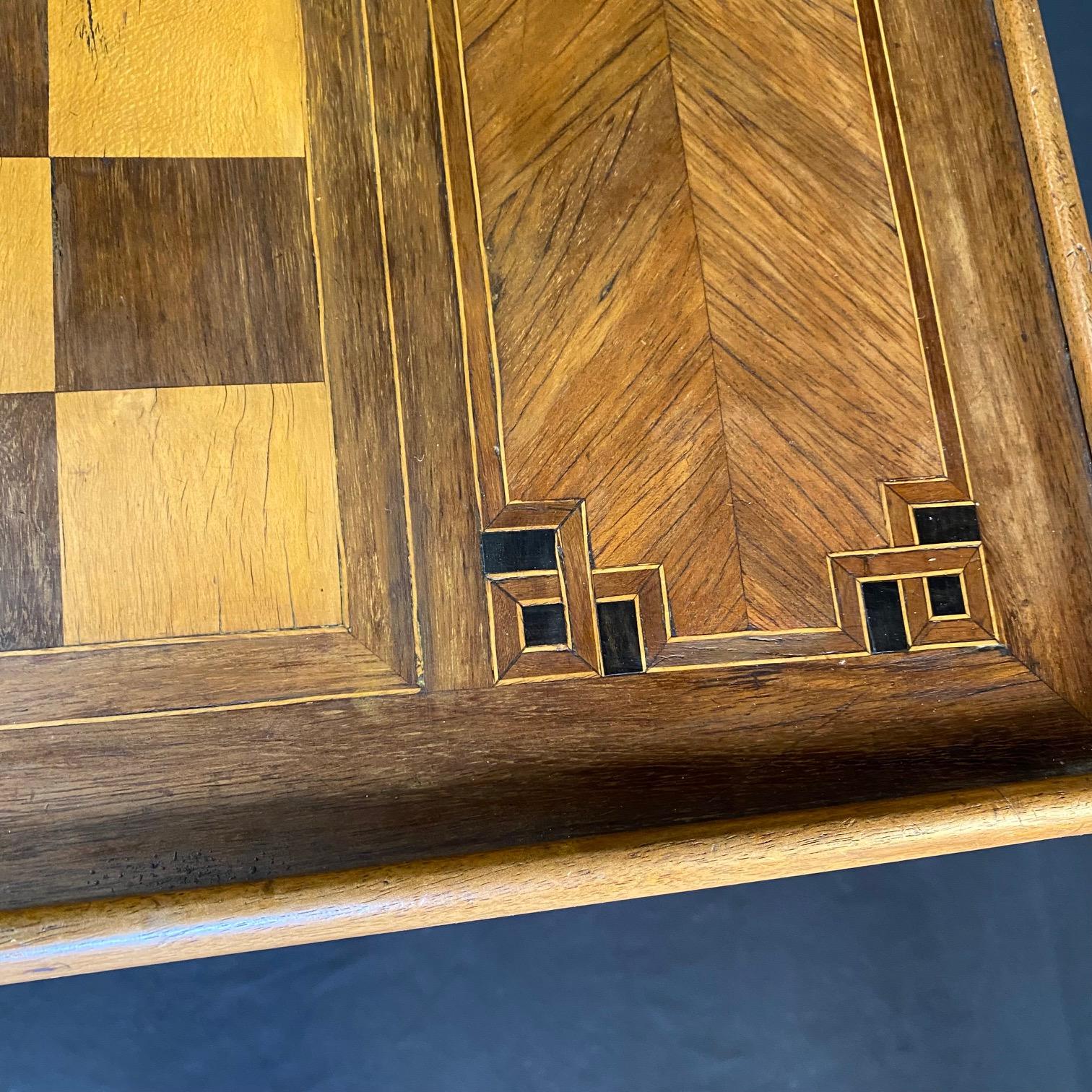 French Walnut Game Table with Reversible Embossed Leather Top 8
