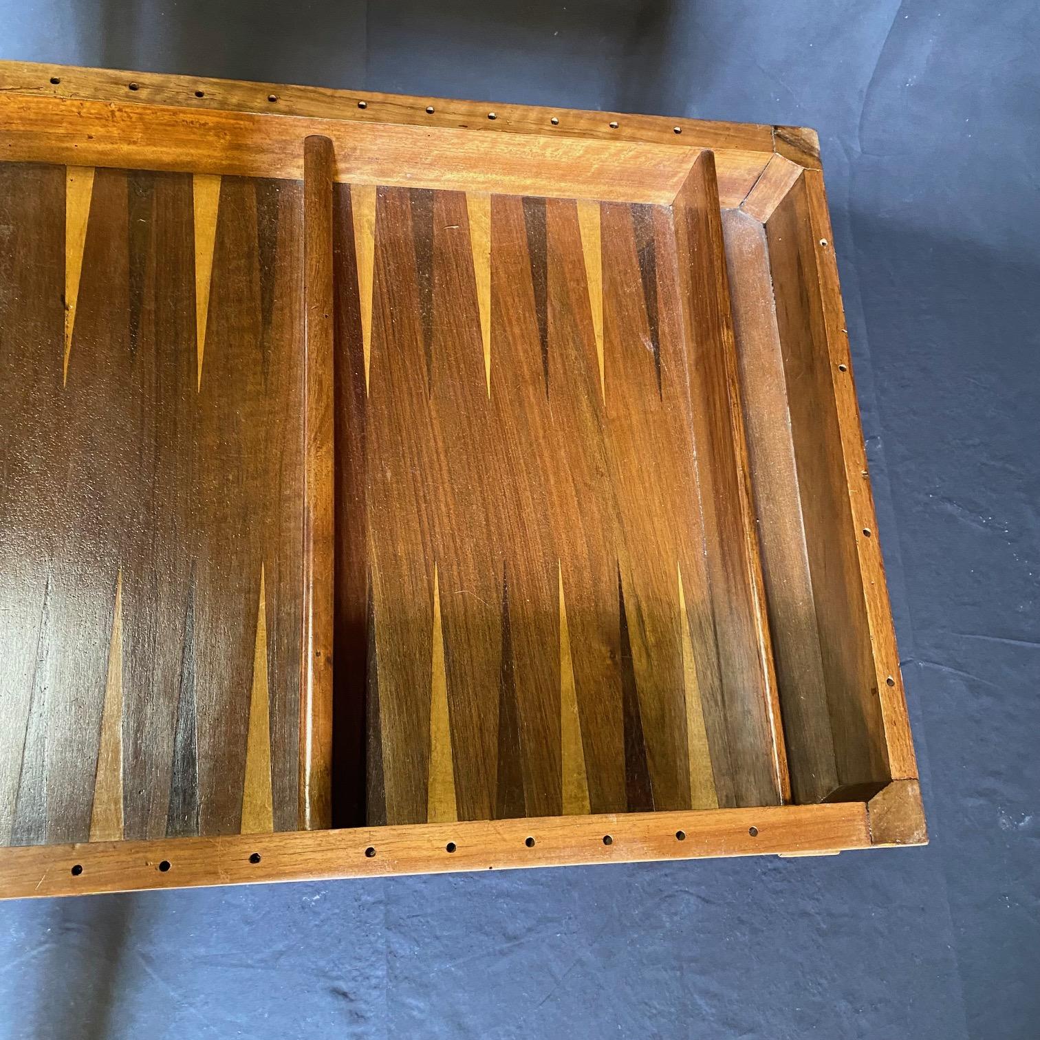 19th Century French Walnut Game Table with Reversible Embossed Leather Top