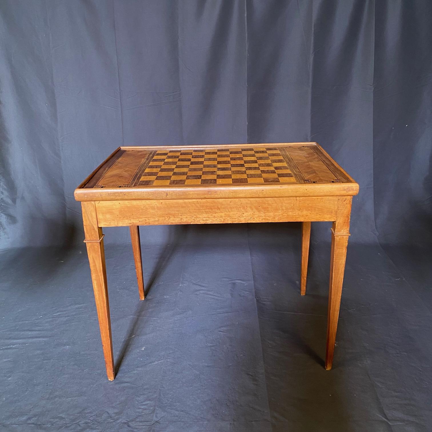 French Walnut Game Table with Reversible Embossed Leather Top 1