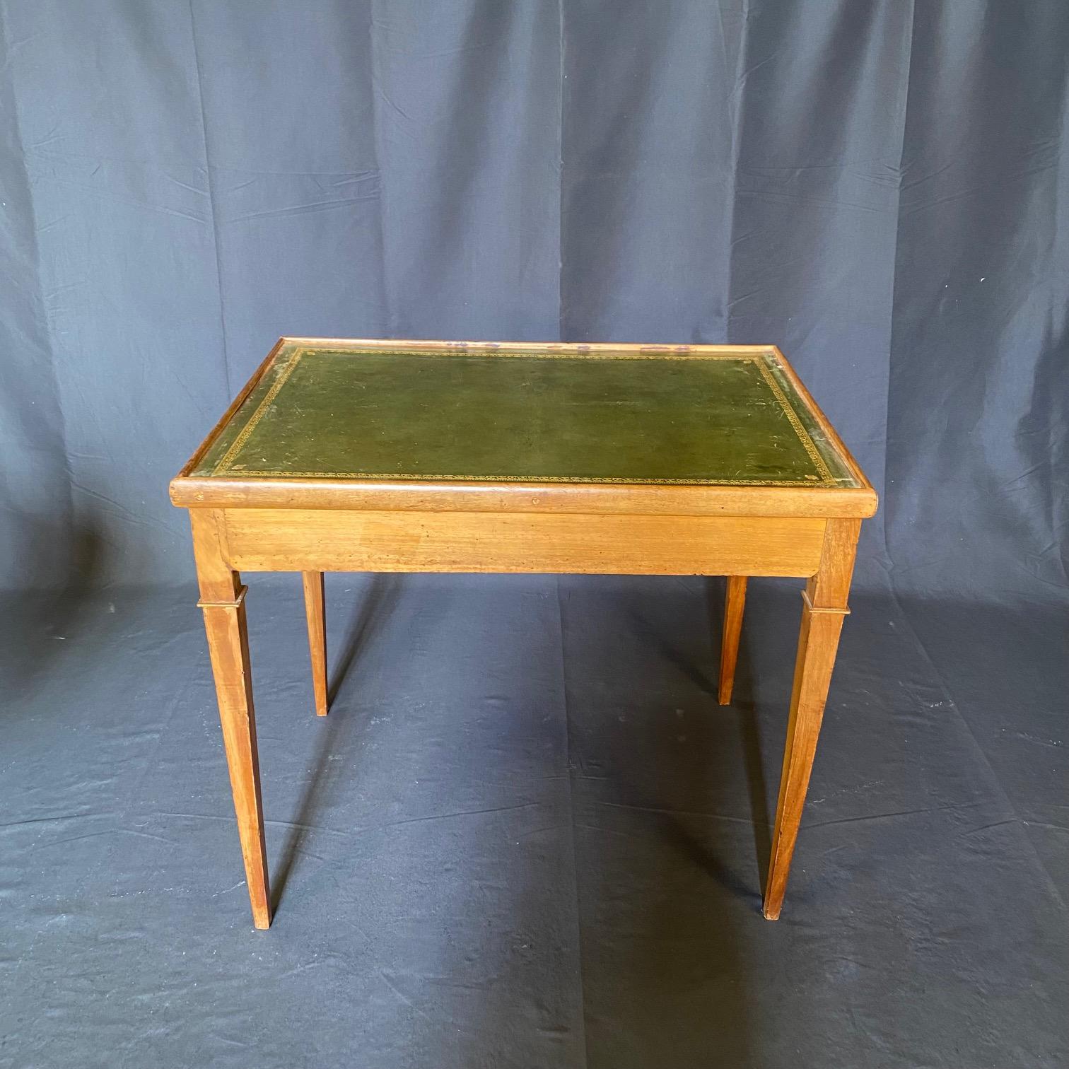 French Walnut Game Table with Reversible Embossed Leather Top 2