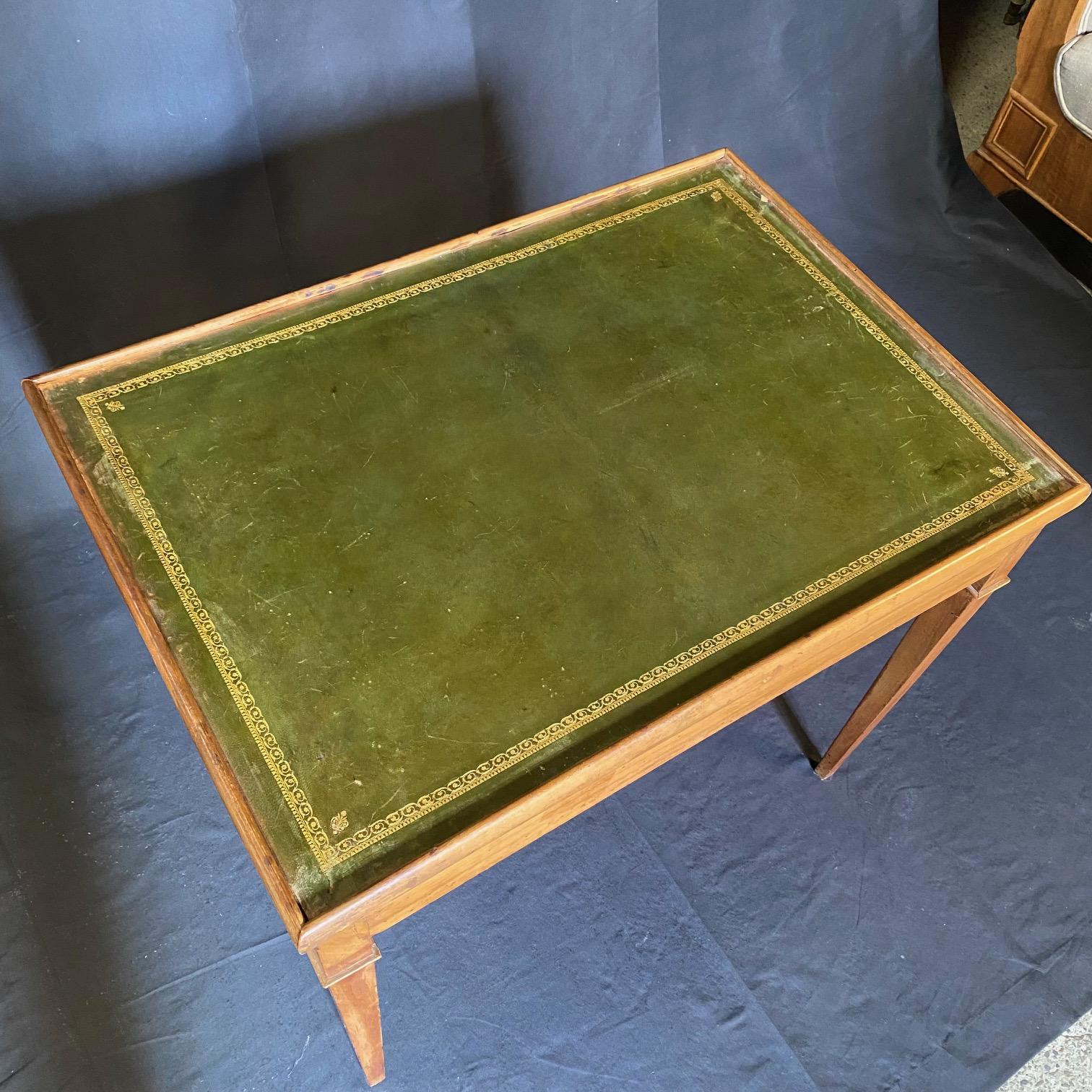 French Walnut Game Table with Reversible Embossed Leather Top 3