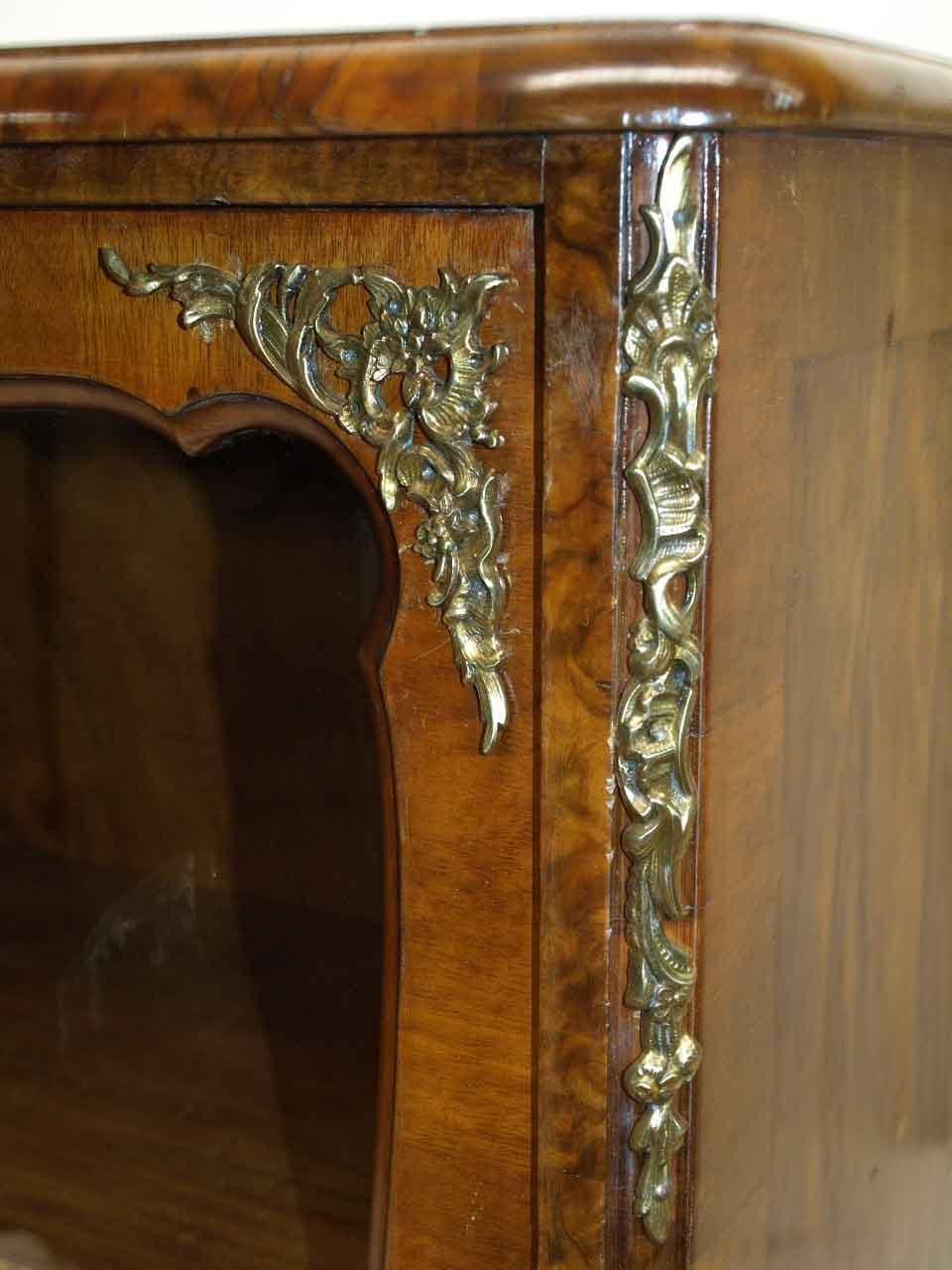 Late 19th Century French Walnut Glass Door Display Cabinet For Sale