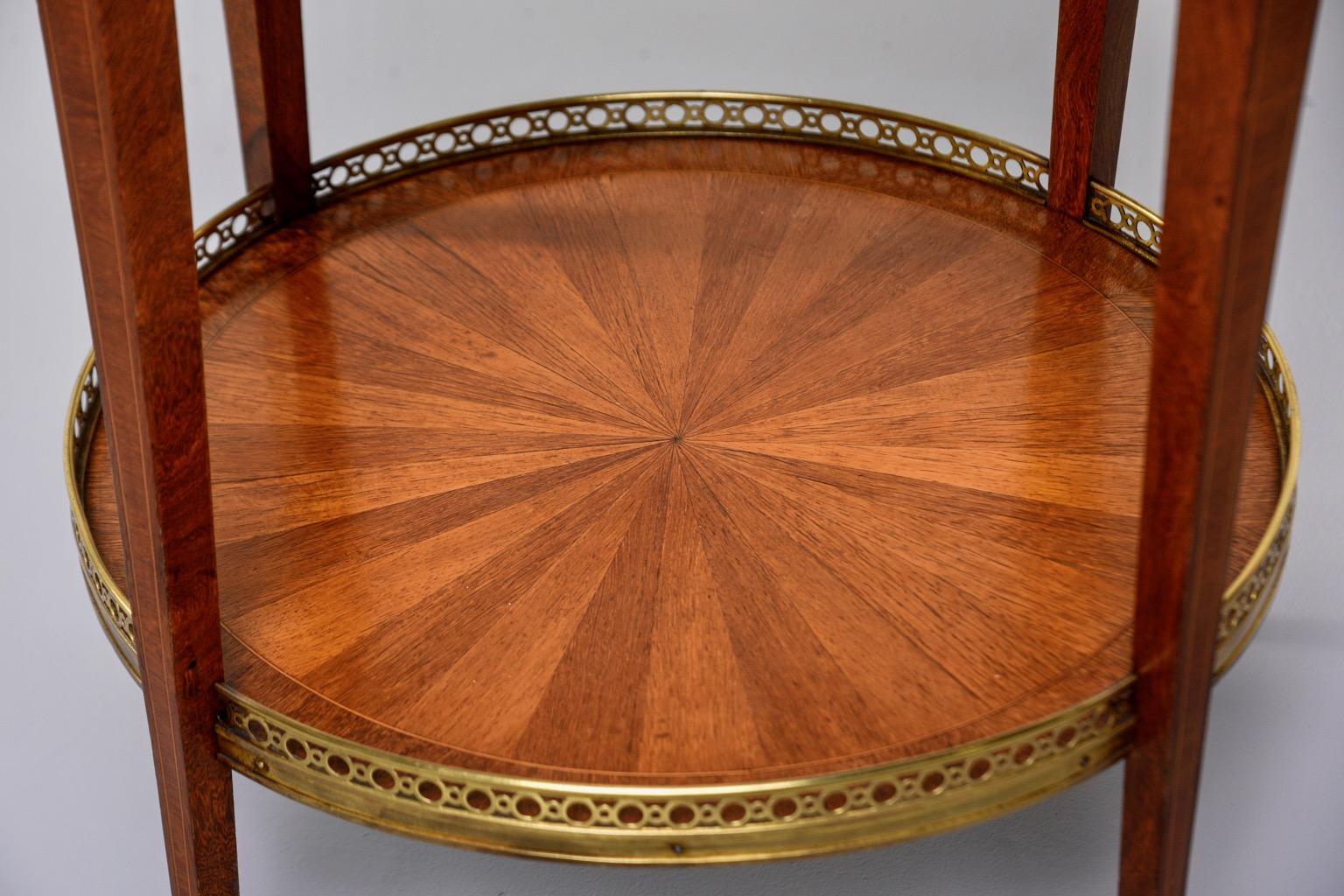 French Walnut Gueridon Brass Gallery and Marquetry For Sale 8
