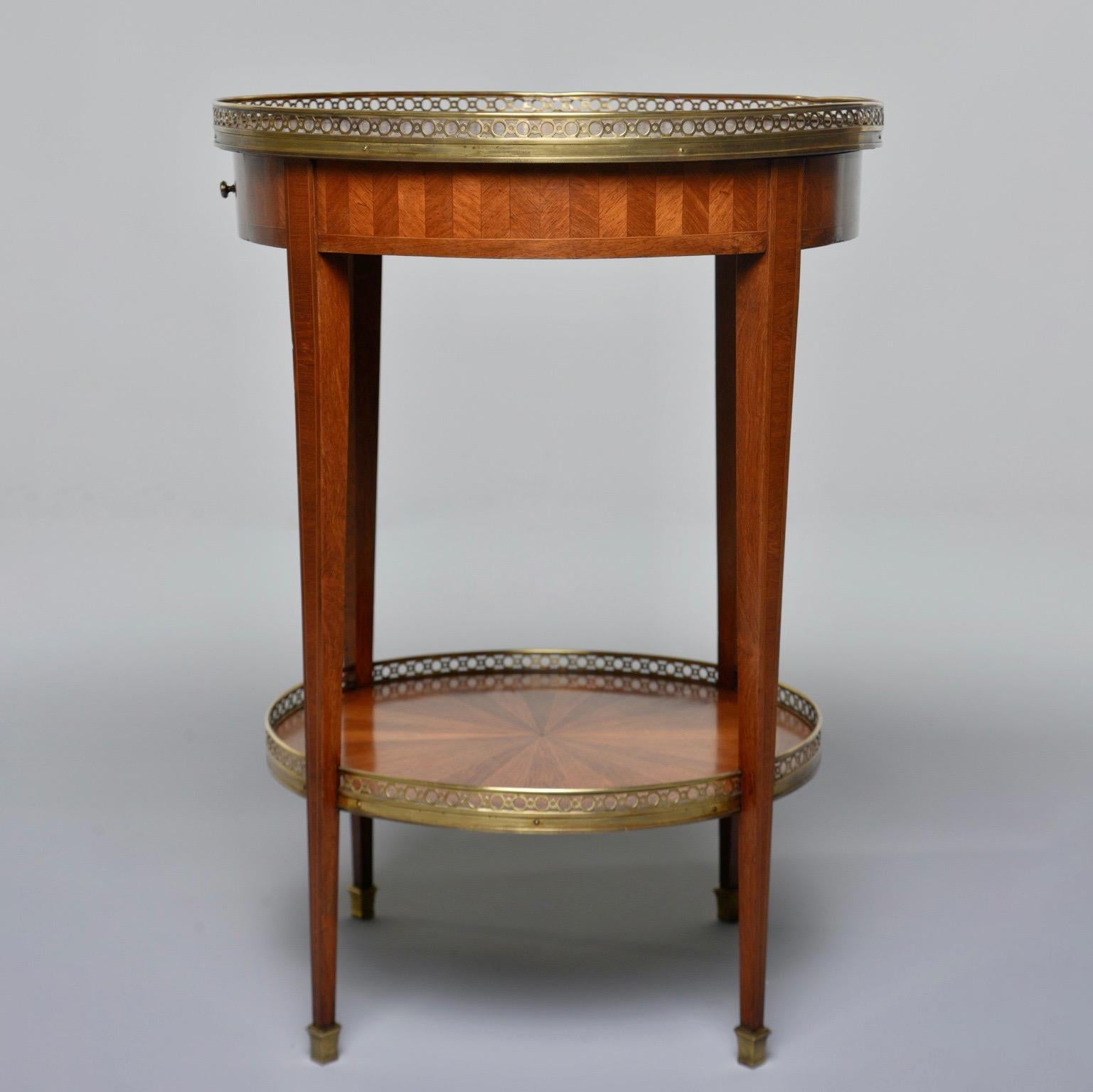 French Walnut Gueridon Brass Gallery and Marquetry For Sale 1