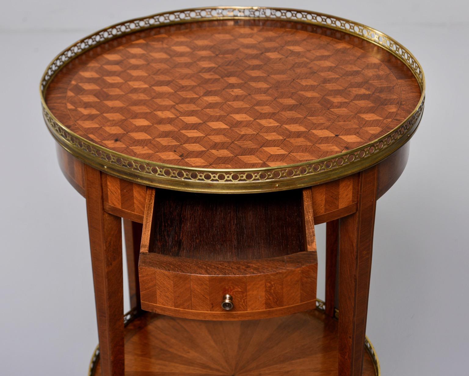 French Walnut Gueridon Brass Gallery and Marquetry For Sale 2