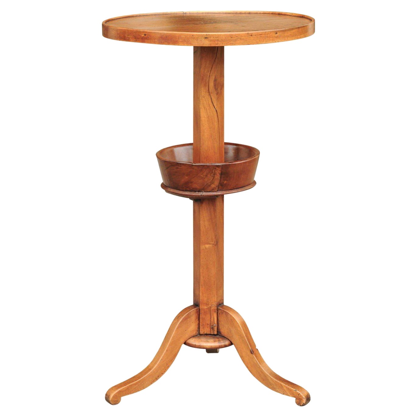 Tavolino Guéridon in noce francese con piano circolare e base a treppiede, 1875 circa