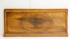 French Walnut Headboard Bouquet of Flowers, 1900