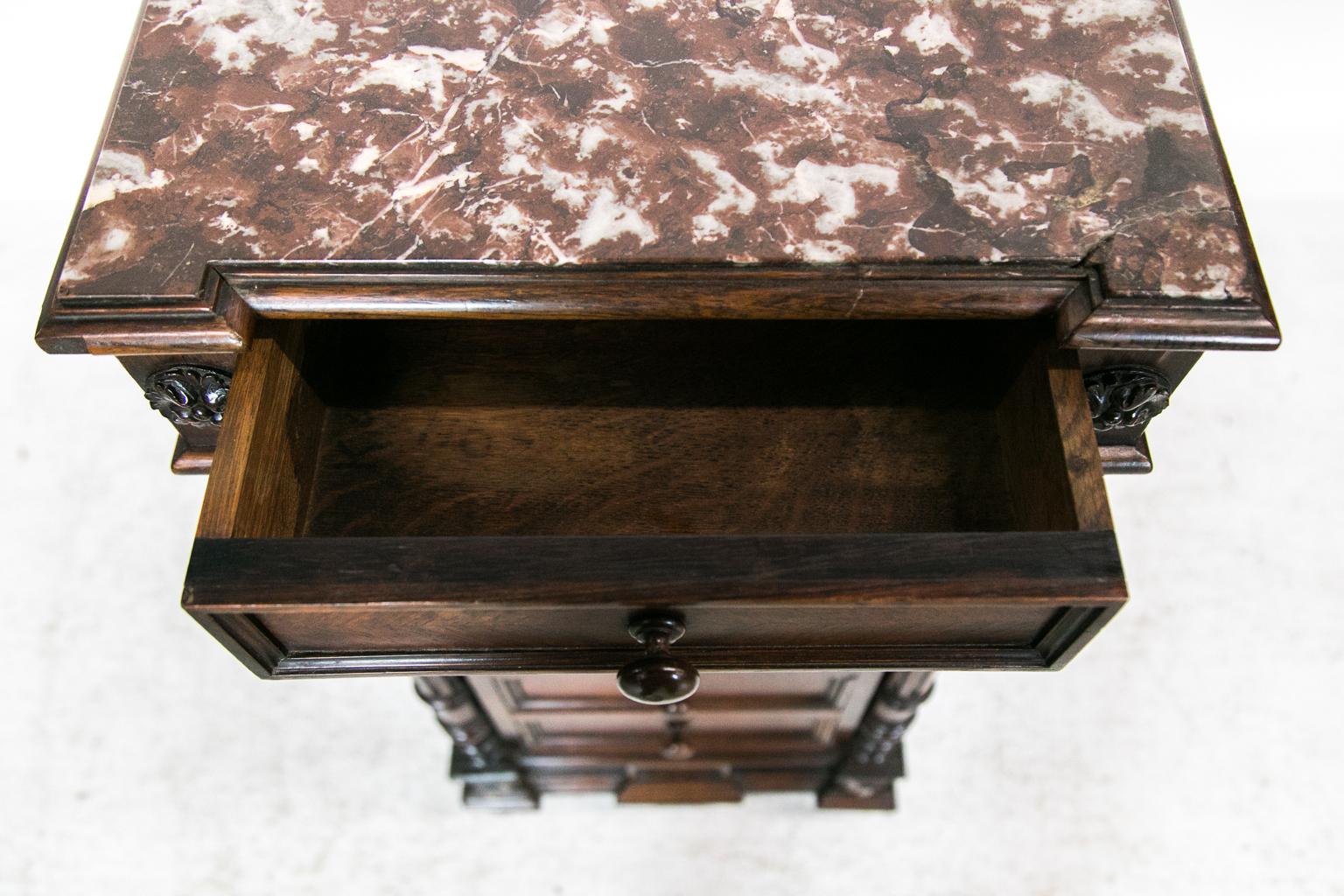 Marble French Walnut Lingerie Chest/Cupboard
