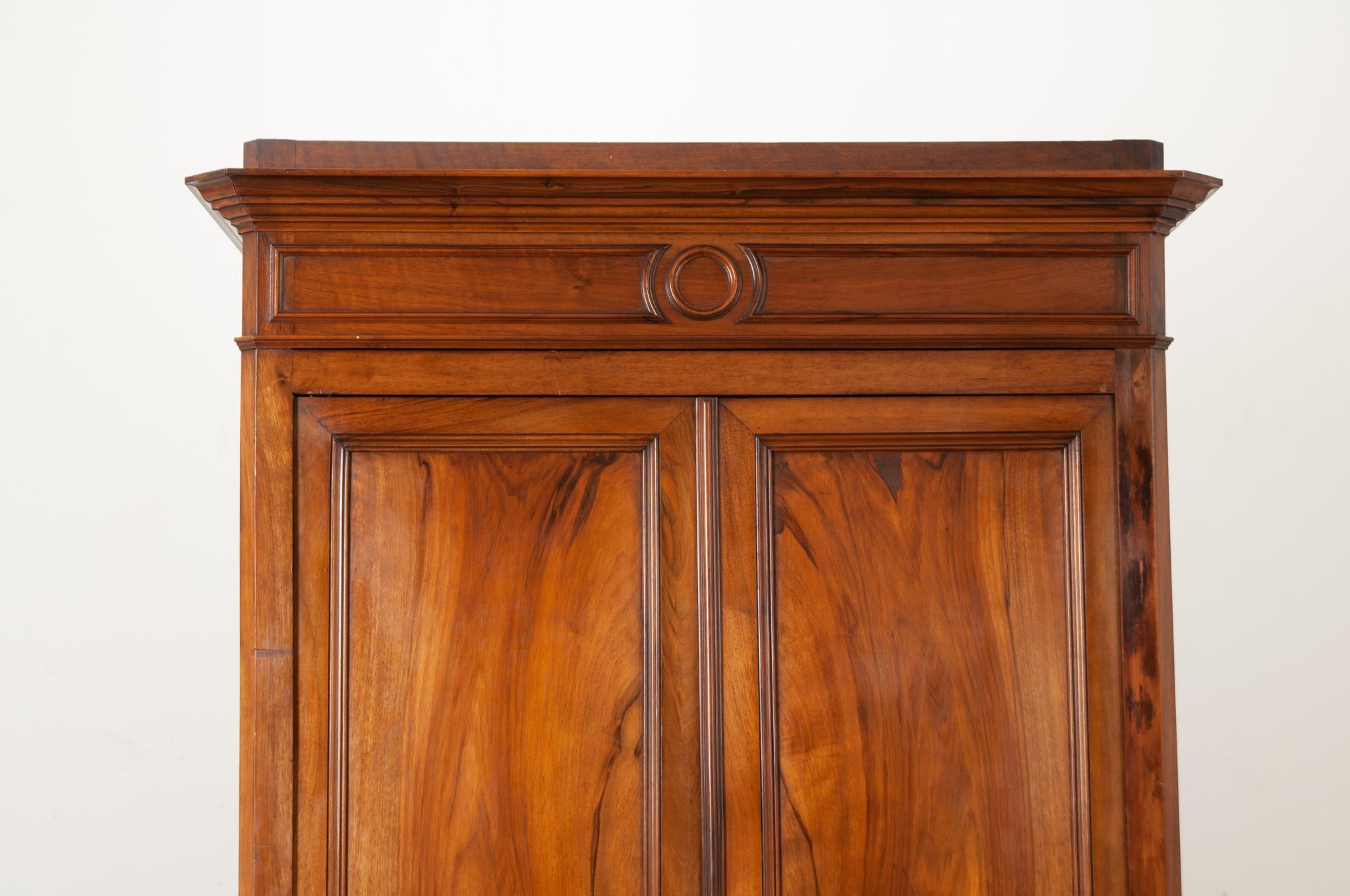 Hand-Carved French Walnut Louis Philippe Armoire For Sale