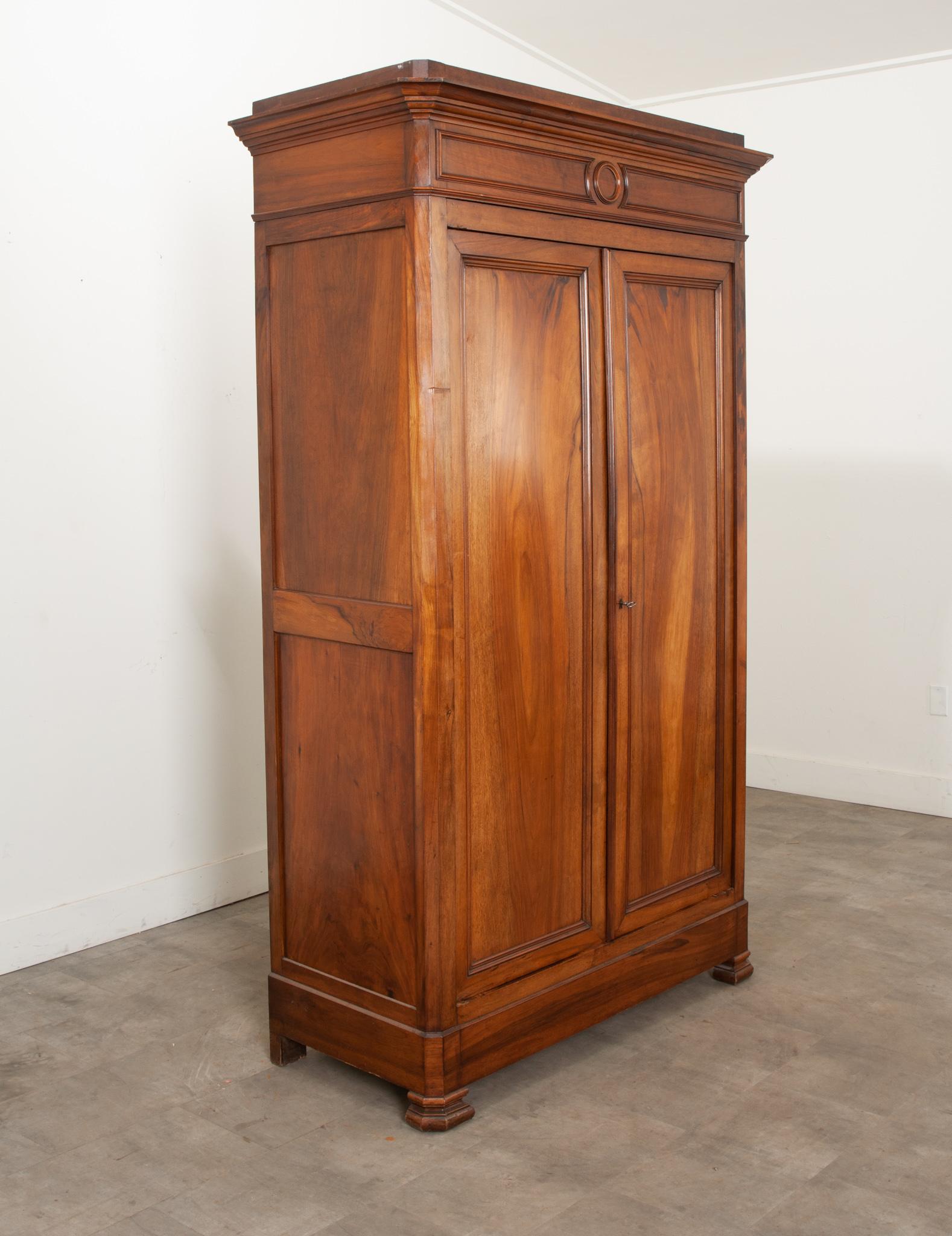 Hand-Carved French Walnut Louis Philippe Armoire For Sale